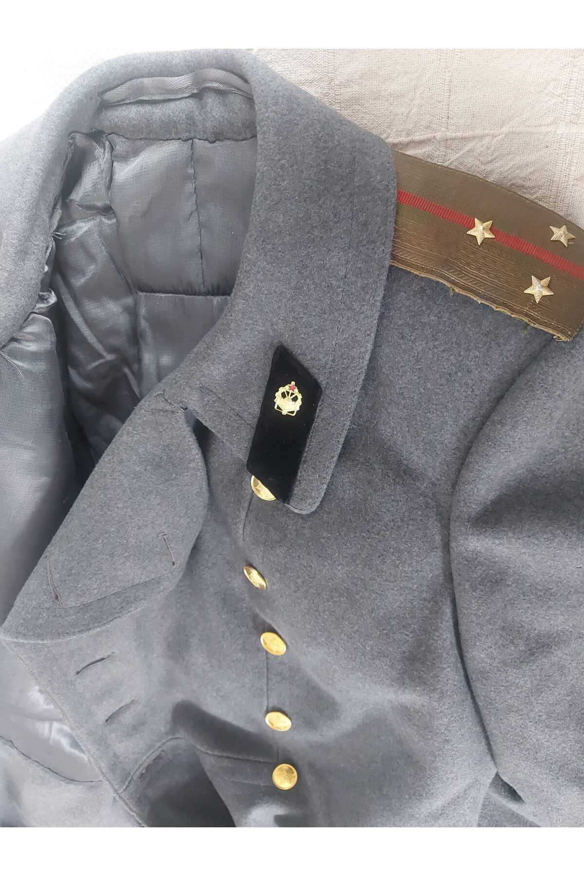 kho military design  Sovyet Dönemi Müh. Alb. Kaput Unisex (XL Beden) Füme Renk - Görsel 5