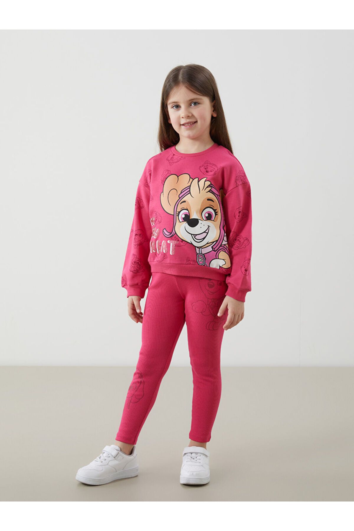 LC Waikiki Yeni Sezon Paw Patrol Baskili Kiz Cocuk Sweatshirt ve Tayt 2'li - S58902Z1