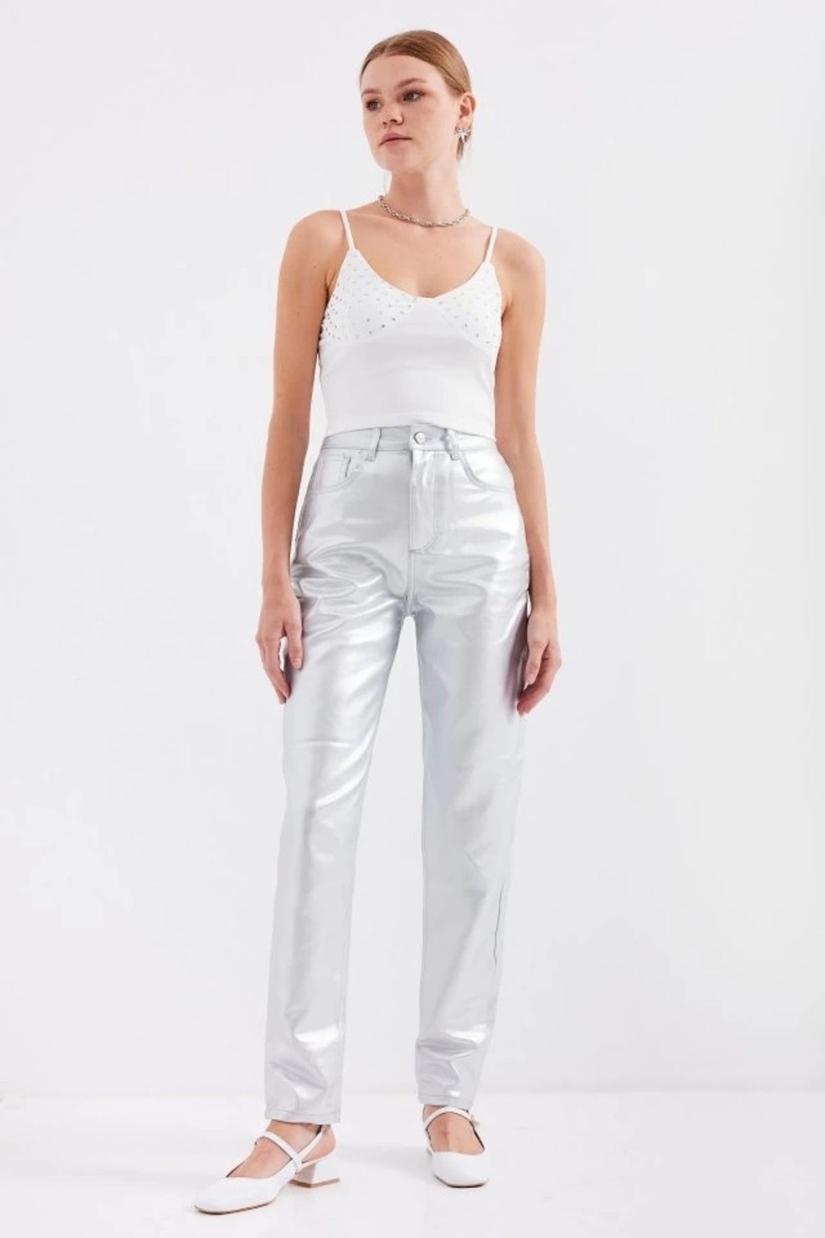 Butik-918 Rope Strap Crop Top - White 2