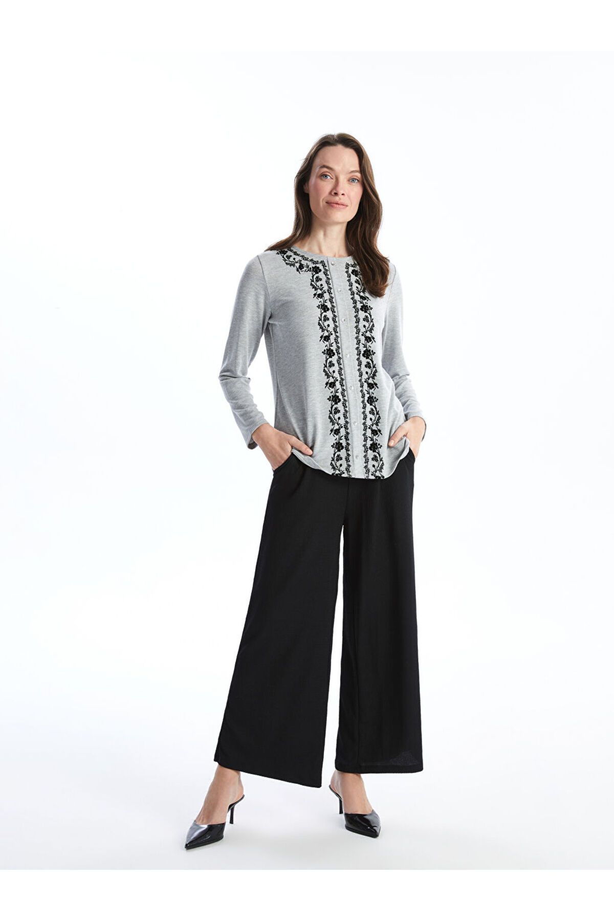 LC Waikiki Yeni Sezon Beli Lastikli Dokulu Kadin Pantolon - S5GI74Z8