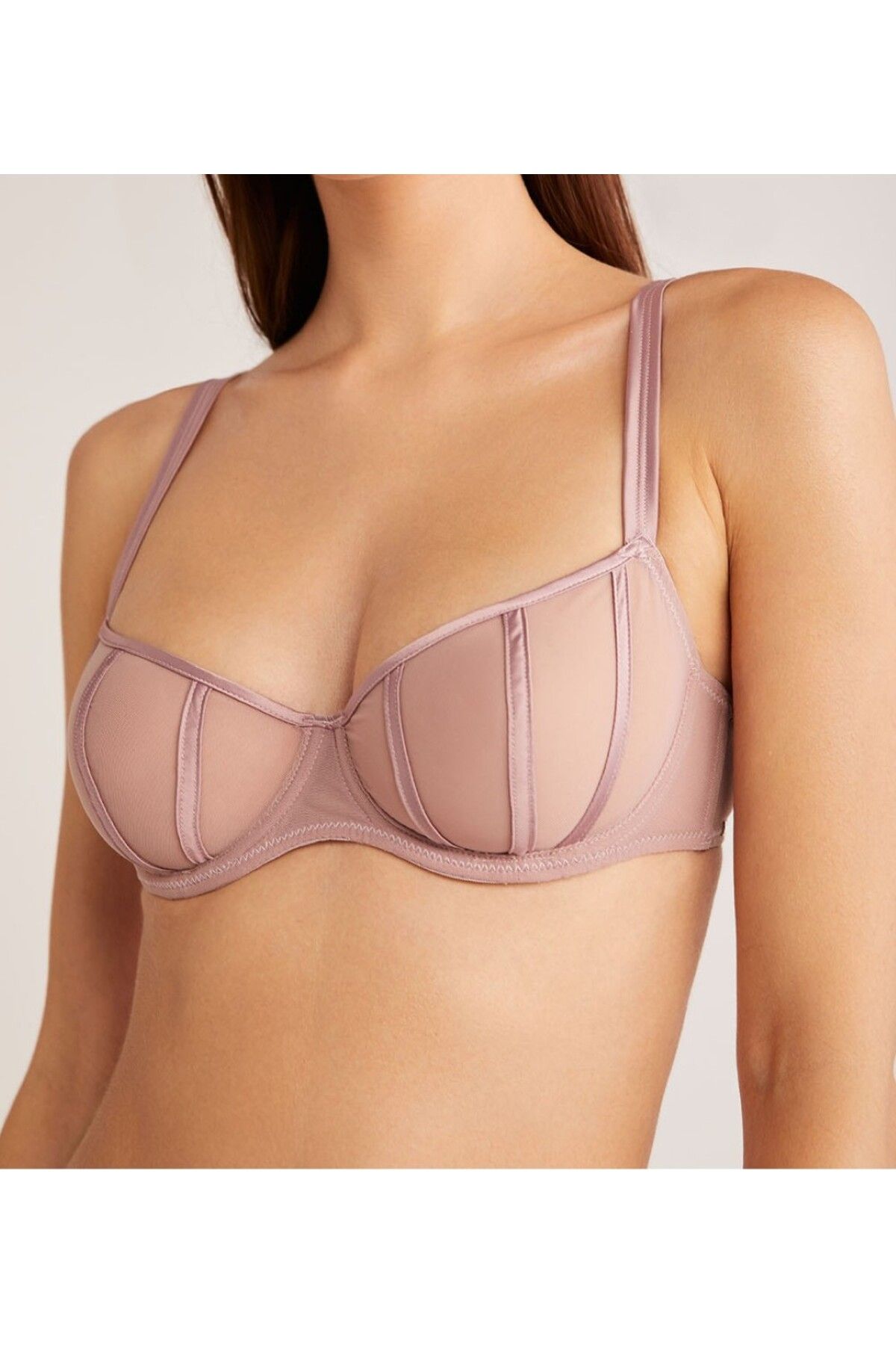 Kom-Women's Transparent Side Underwire Cupless Unpadded Balconette Bra 2