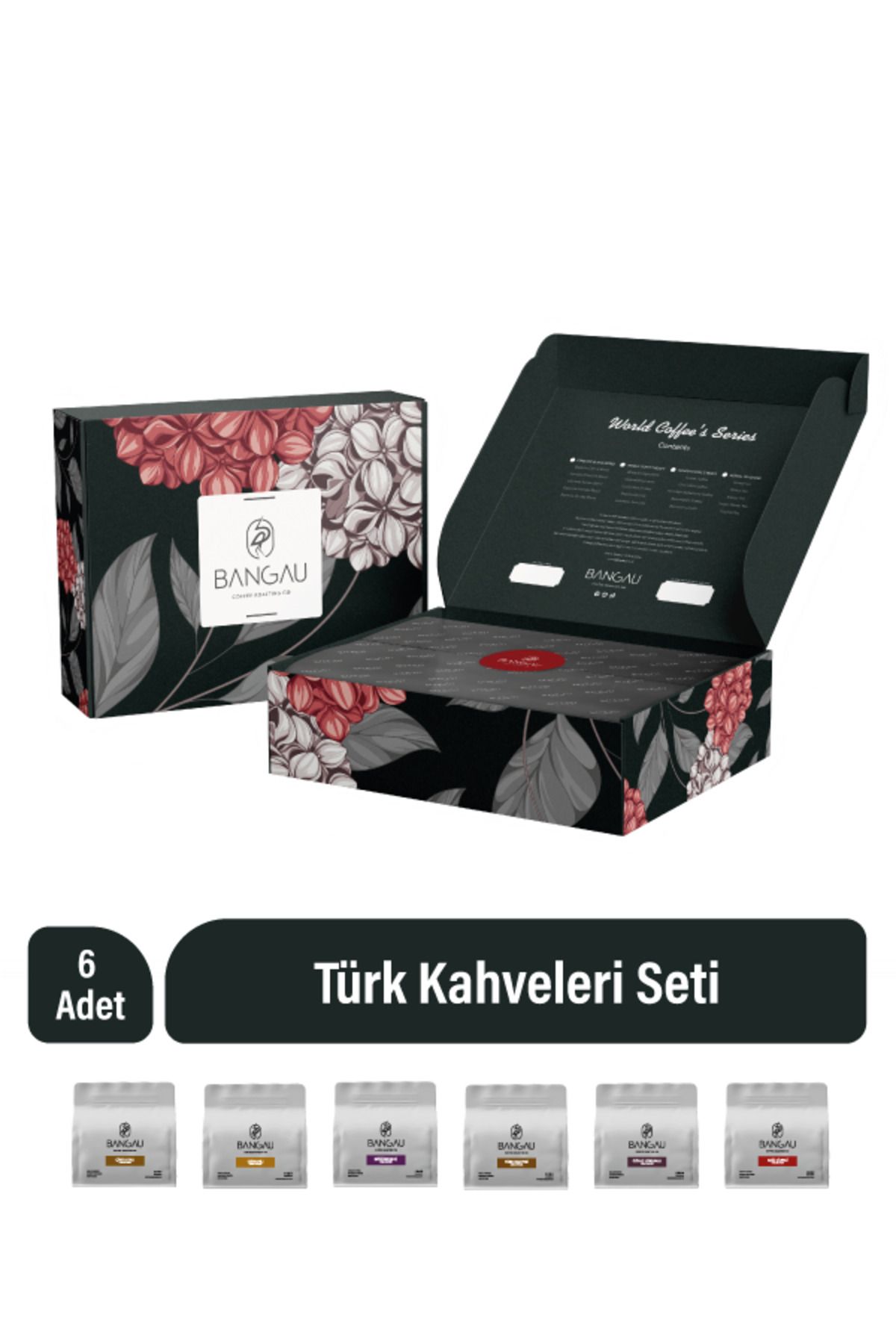 BANGAU Türk Kahveleri Seti - Sisli Sabah Tasarım Kutulu (6Adetx100gr)