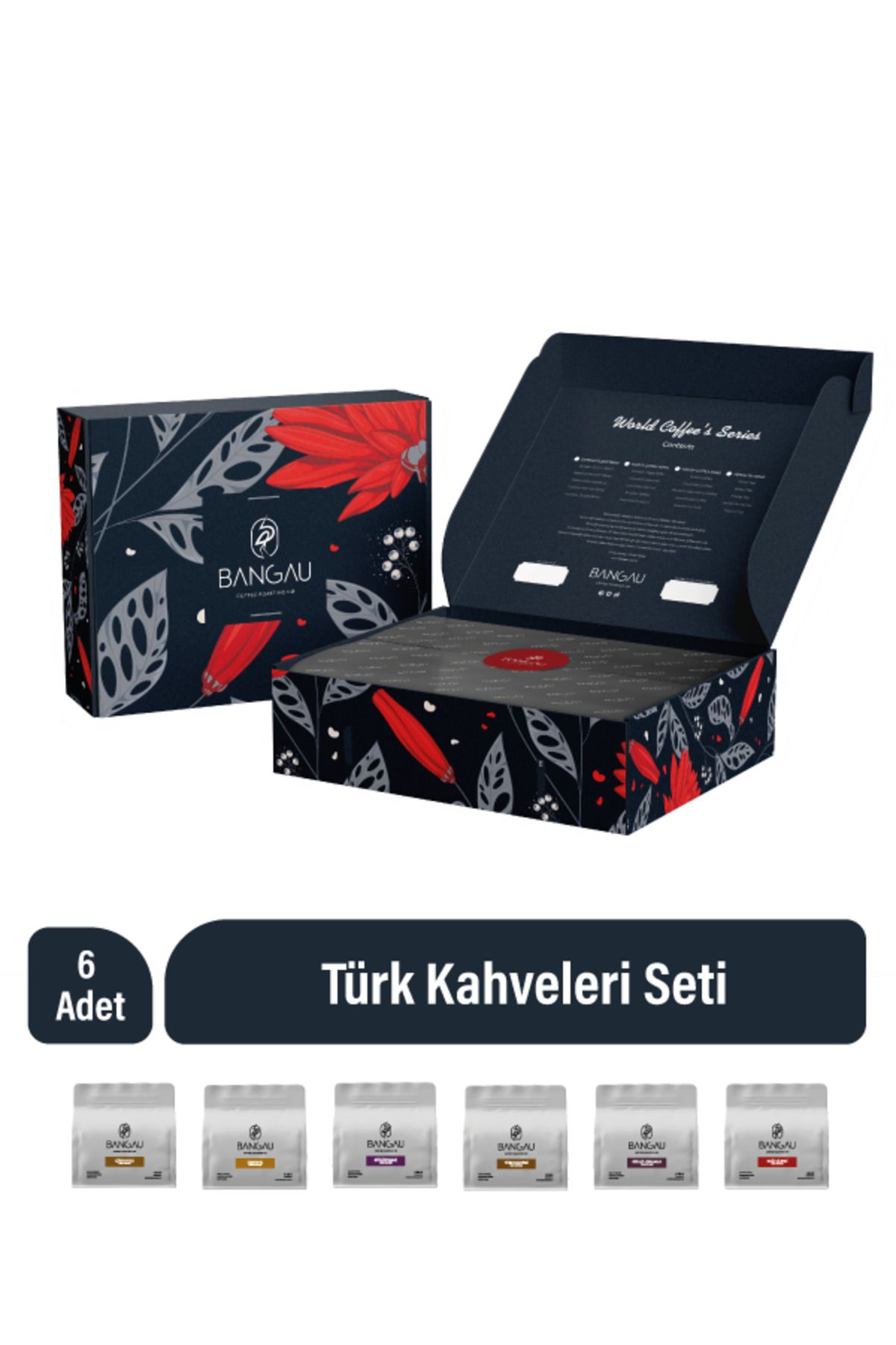 BANGAU Türk Kahveleri Seti - Gece Mavisi Tasarım Kutulu (6Adetx100gr)