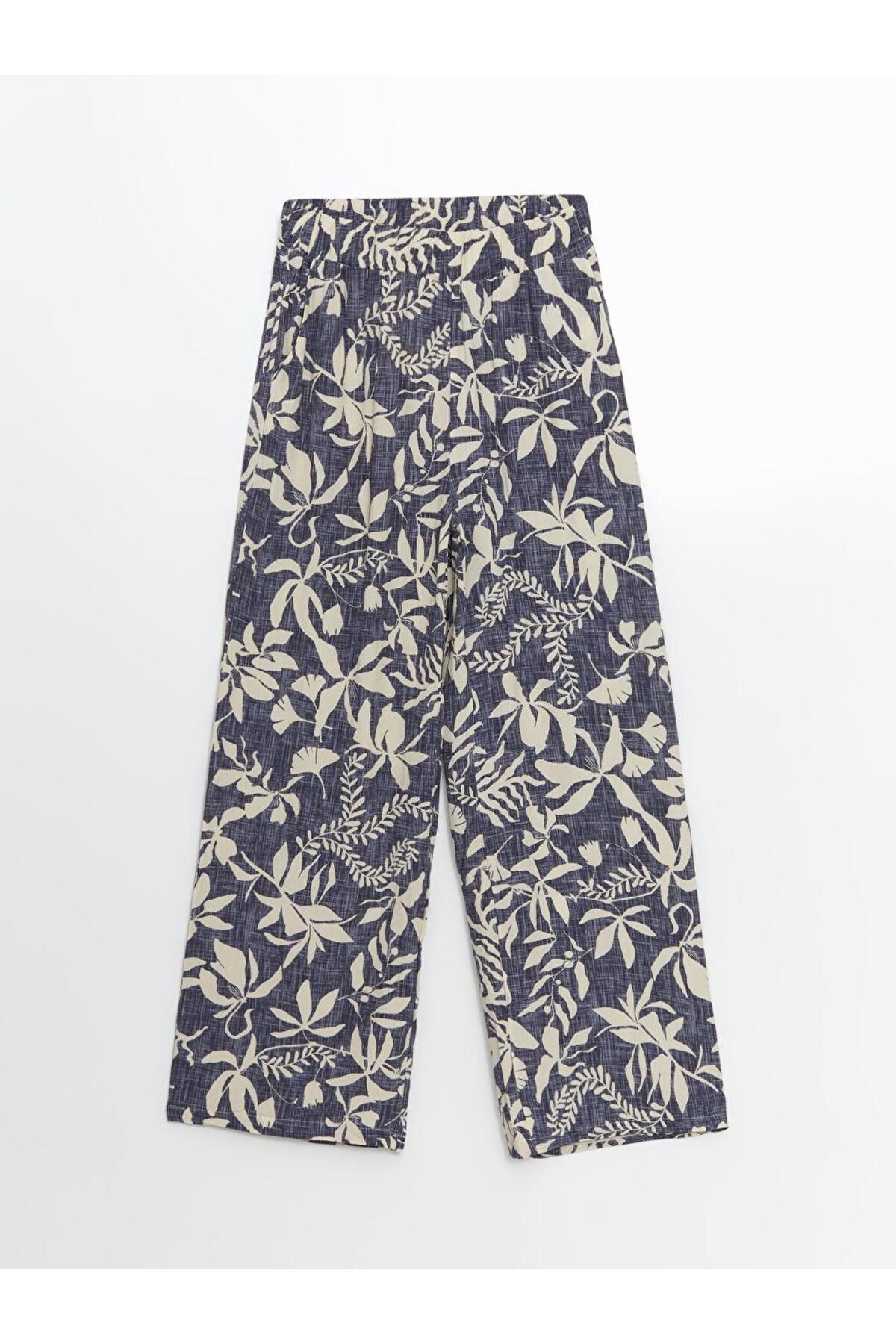 LC Waikiki-Lcw Grace Mixed Elastic Waist Patterned Women's Trousers 5