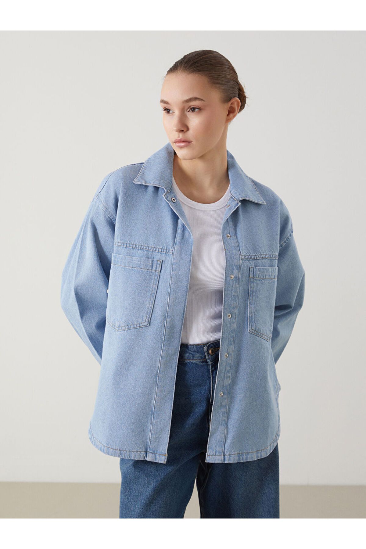 LC Waikiki Yeni Sezon Kadin Jean Gomlek Ceket - S5H333Z8