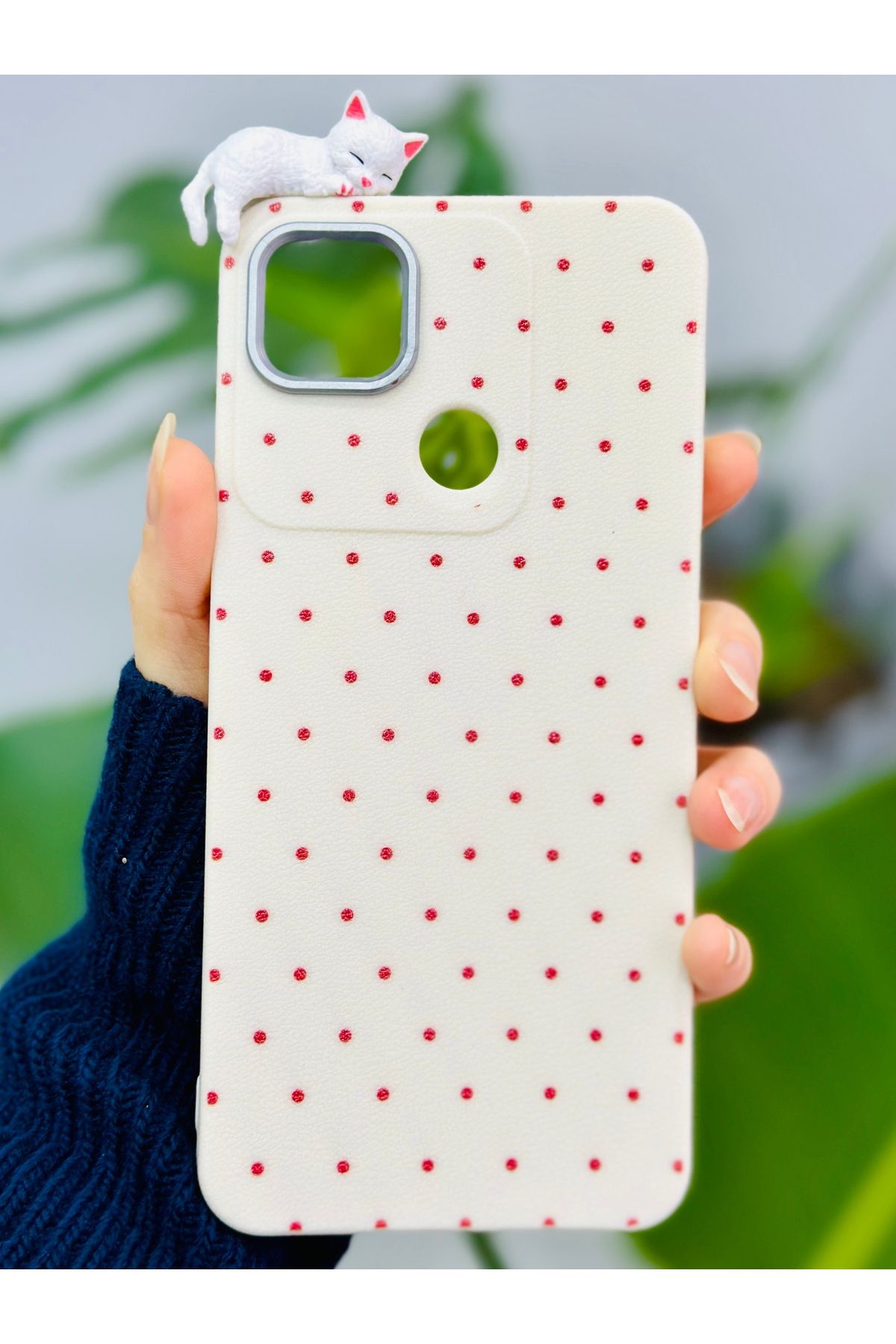 Go Aksesuar-جراب من السيليكون بتصميم قطة منقطة متوافق مع Redmi 9c و10a مع لعبة 2