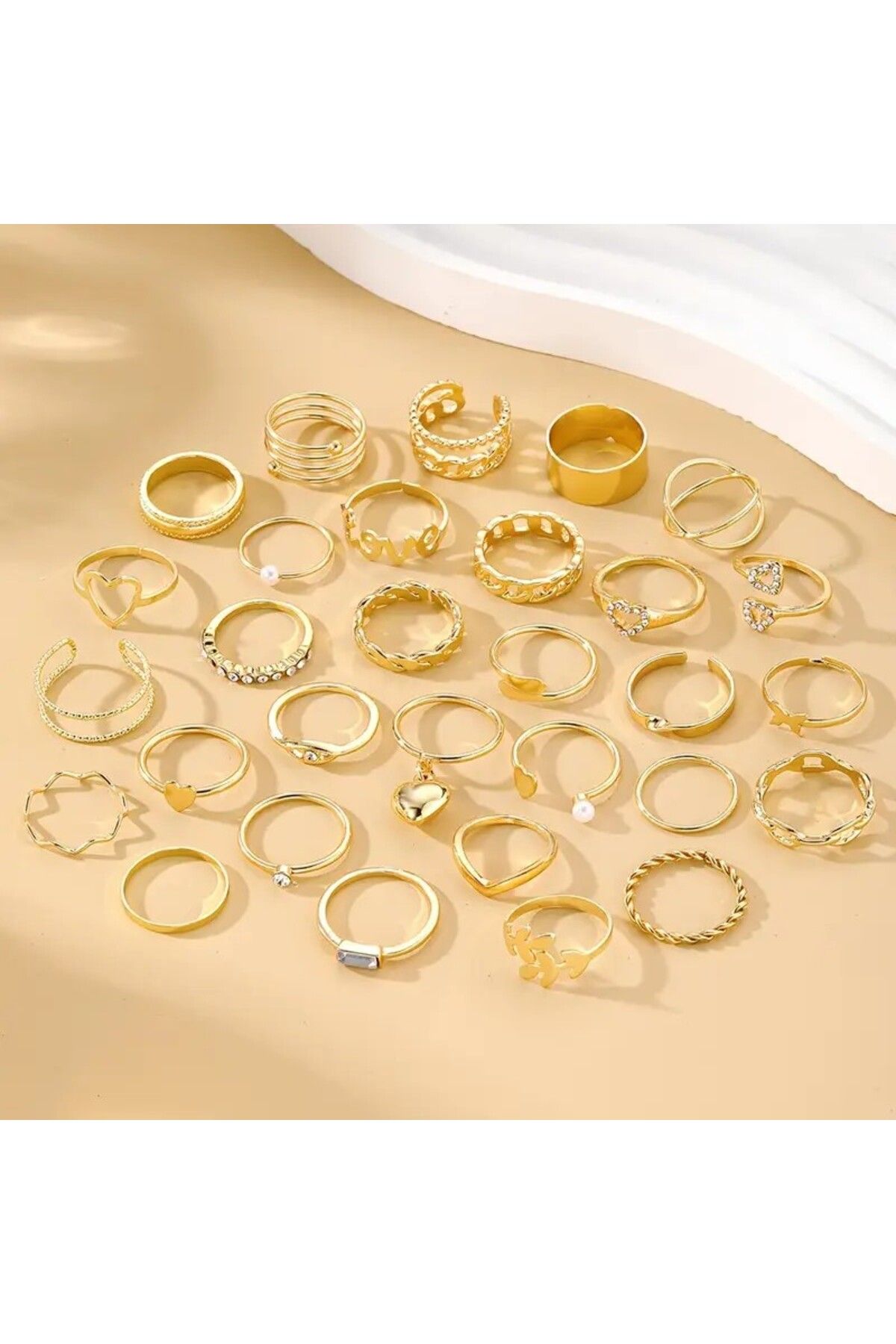 Le Manolia Accessories-30 قطعة خواتم متعددة خواتم مجموعة خواتم مشتركة قابلة للتعديل مجموعة خواتم فراشة القلب Set-037 4
