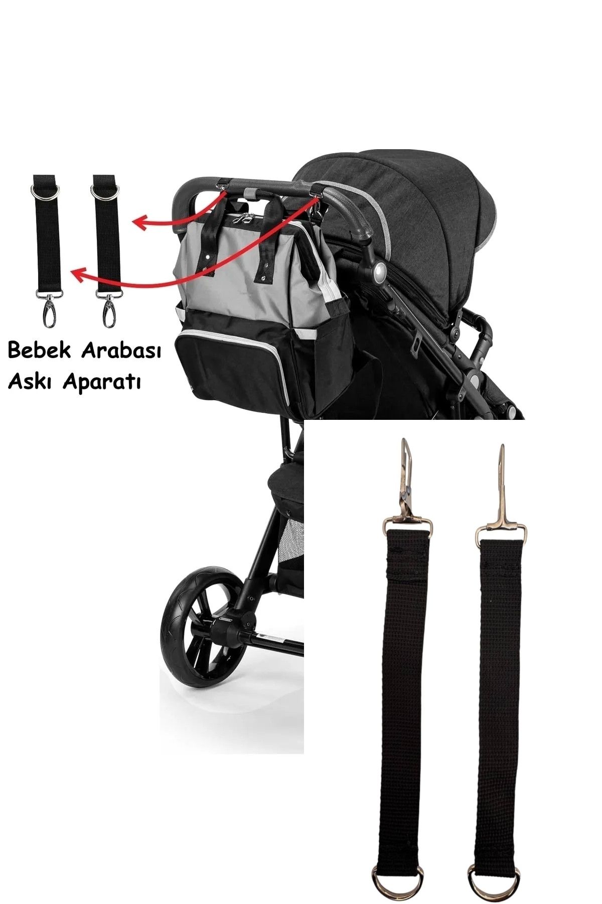 Stok CITY bebek arabası askısı annebebek çantası askısı metal askı aparatı puset askısı  28 cm