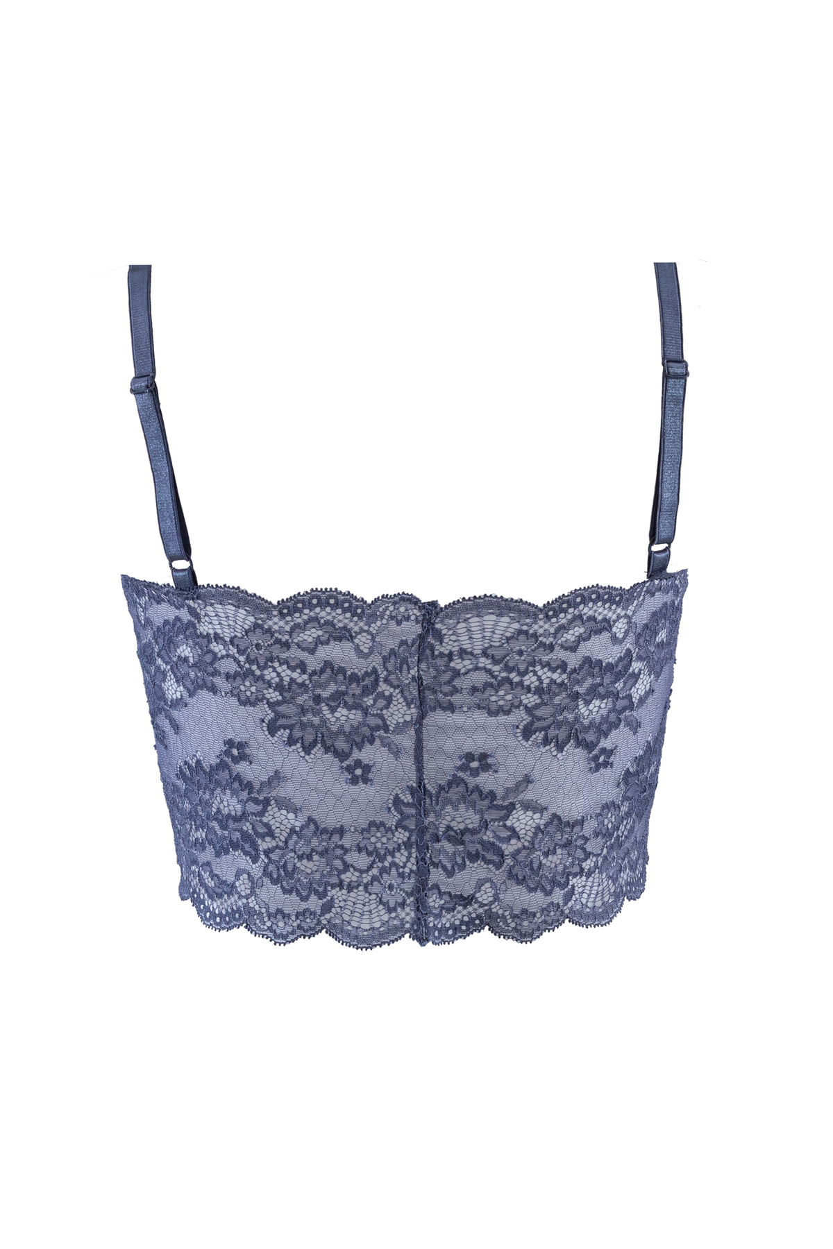 POGİ LINGERIE Mavi Dantelli Büstiyer, Mavi Straplez Crop, Straplez Bralet, Lace Crop görsel 7