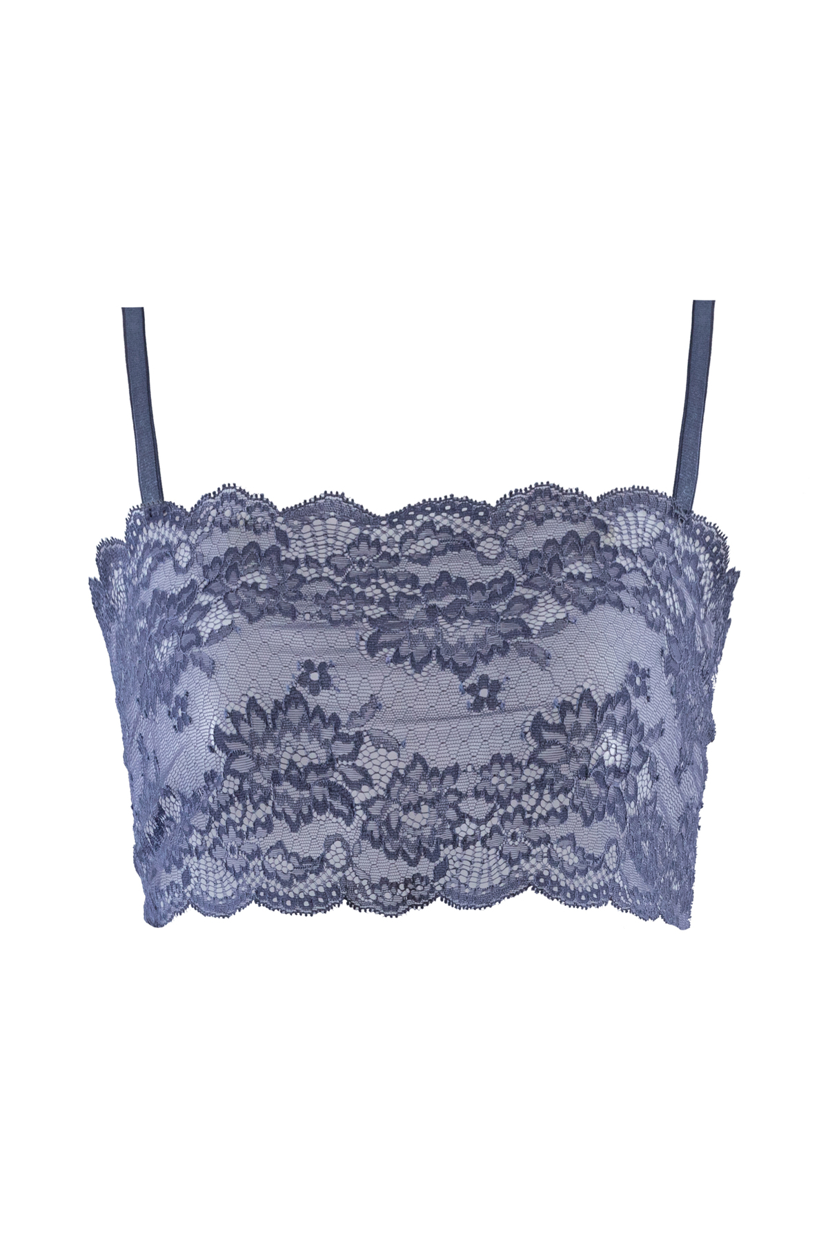 POGİ LINGERIE Mavi Dantelli Büstiyer, Mavi Straplez Crop, Straplez Bralet, Lace Crop görsel 6