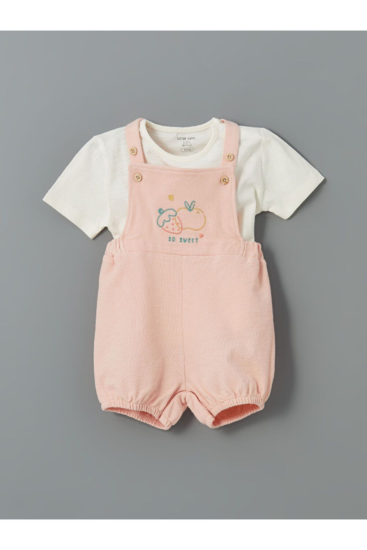LC Waikiki Yeni Sezon Pamuklu Kiz Bebek Salopet ve Tisort 2'li - S5HL68Z1