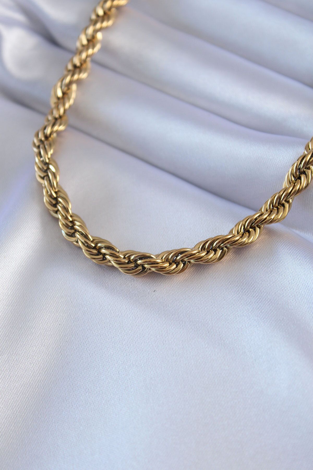 BirdoluSepet 316L Çelik Gold Renk Burgu Model 45 cm Kadın Kolye