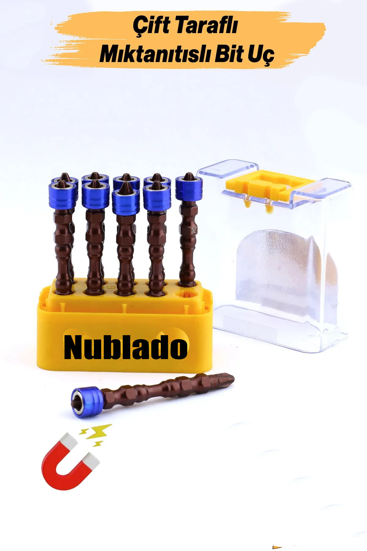 NUBLADO 10 Adet s Mıknatıslı Bits Uç PH2 65 mm Renkli Vida Tutucu Sökme Yıldız Matkap Vidalama Ucu S2 Çeliği