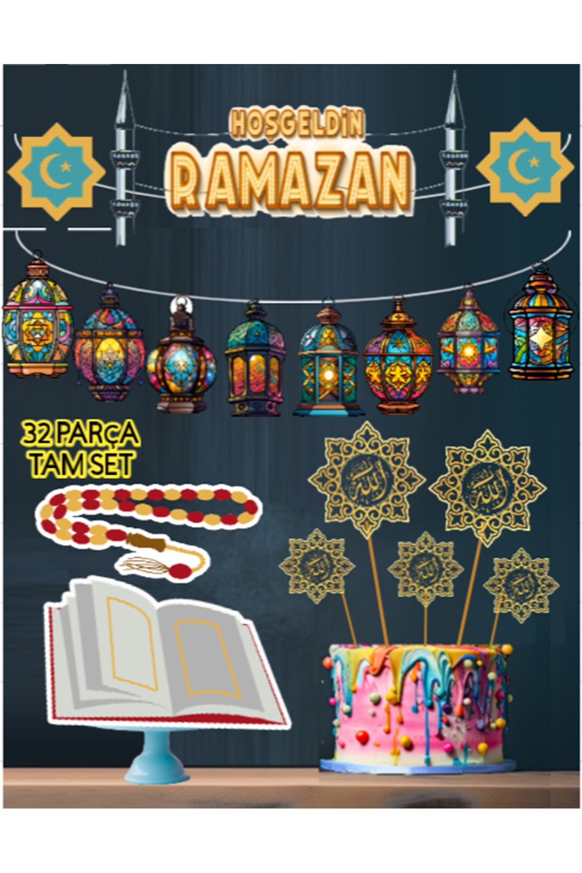 Hiras Dizayn 32 tam Set Hos Geldin Ramazan Banner Ramazan Süsleri ...