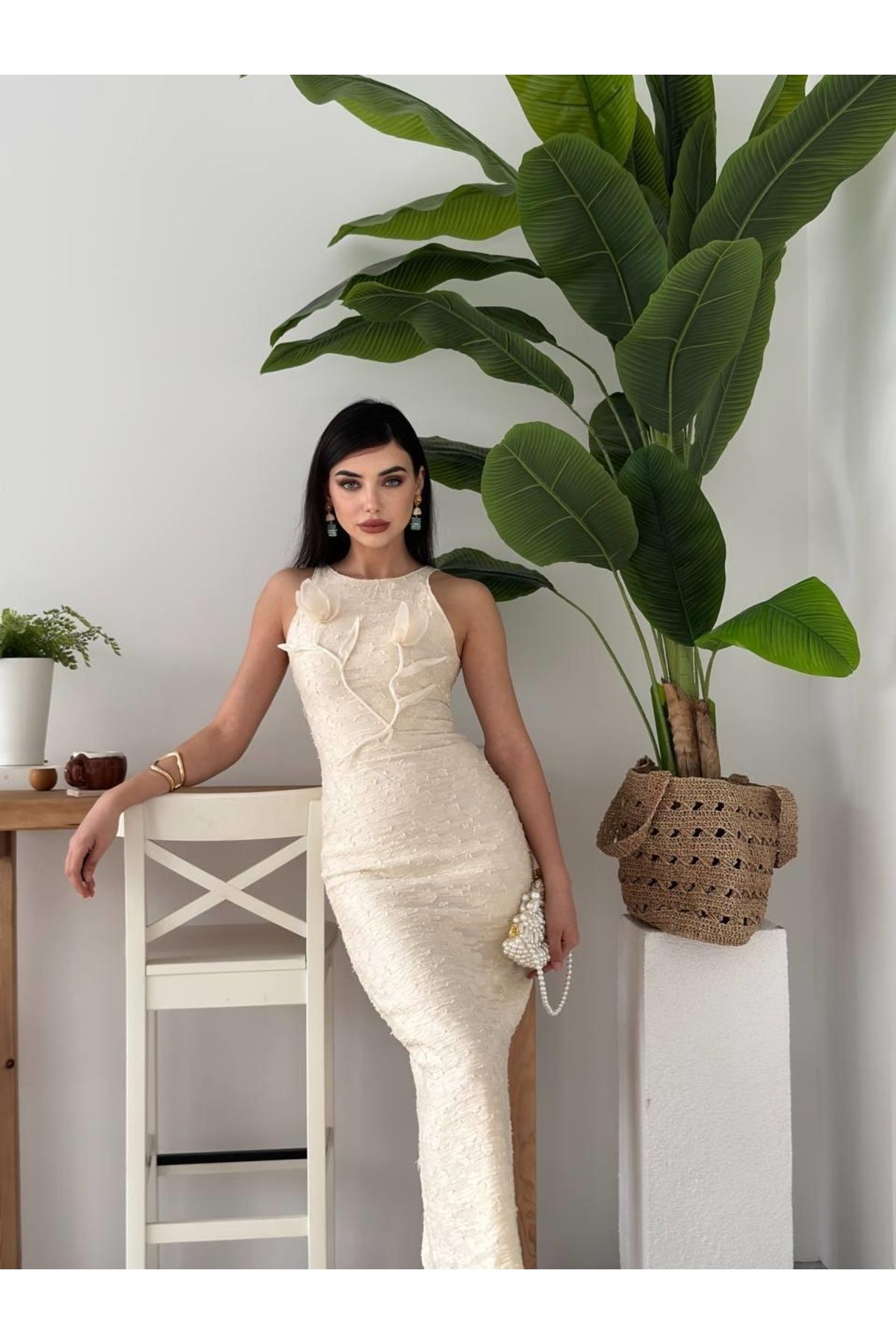 TUA MODA TUA MODA Lers Çiçek Detaylı Elbise
