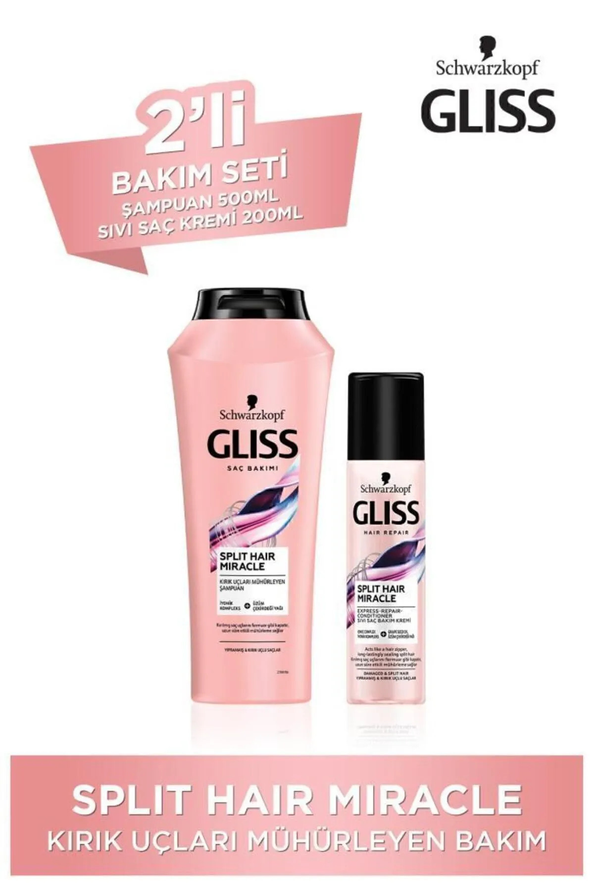Gliss Split Hair Miracle Şampuan 400 ml &Split Hair Miracle Sıvı Saç Kremi 200 ml — ELLAM1453