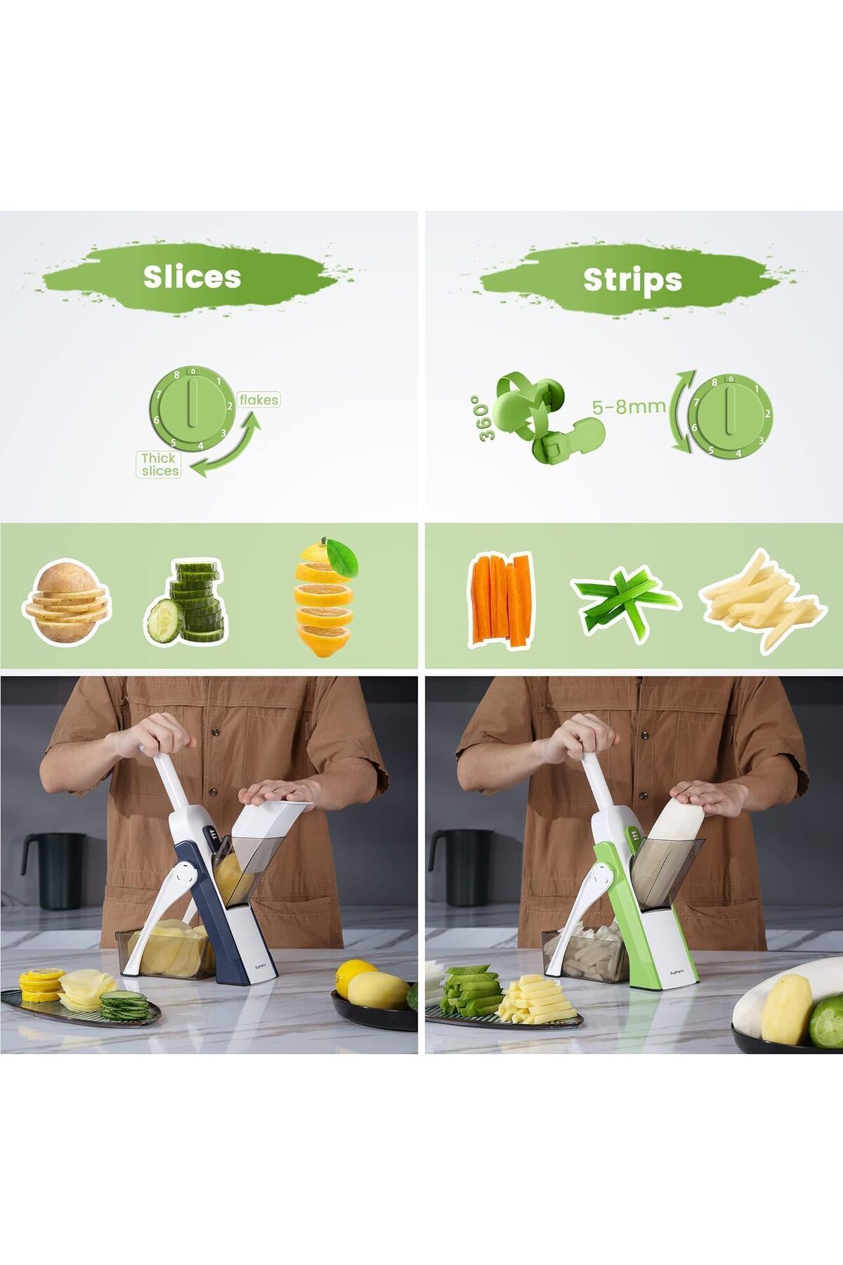AKDC-Vegetable Slicer, Potato Chopper with Julienne & Dicer, Thickness Adjuster 3