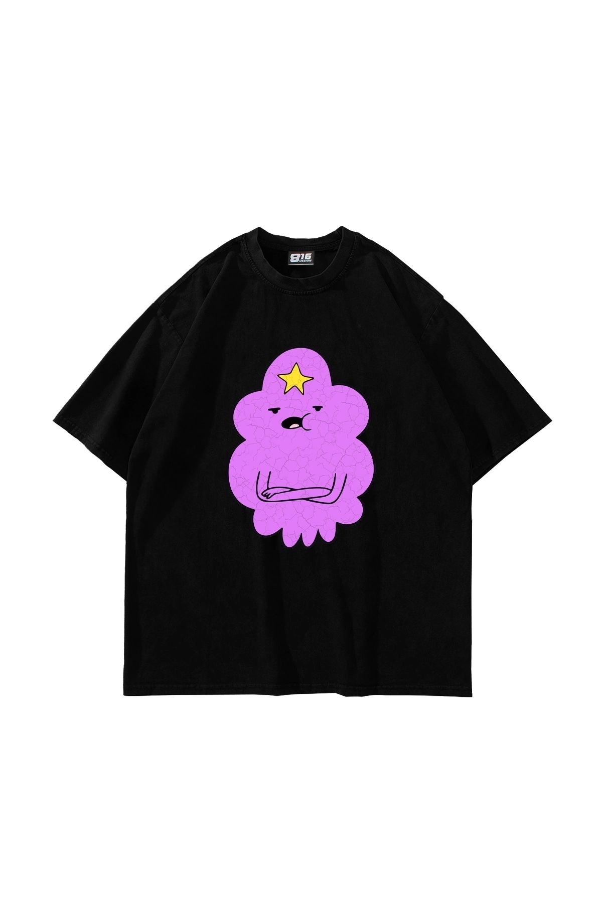 Sekizbiraltı-Lumpy Space Princess Printed Oversize Unisex Black Tshirt 1