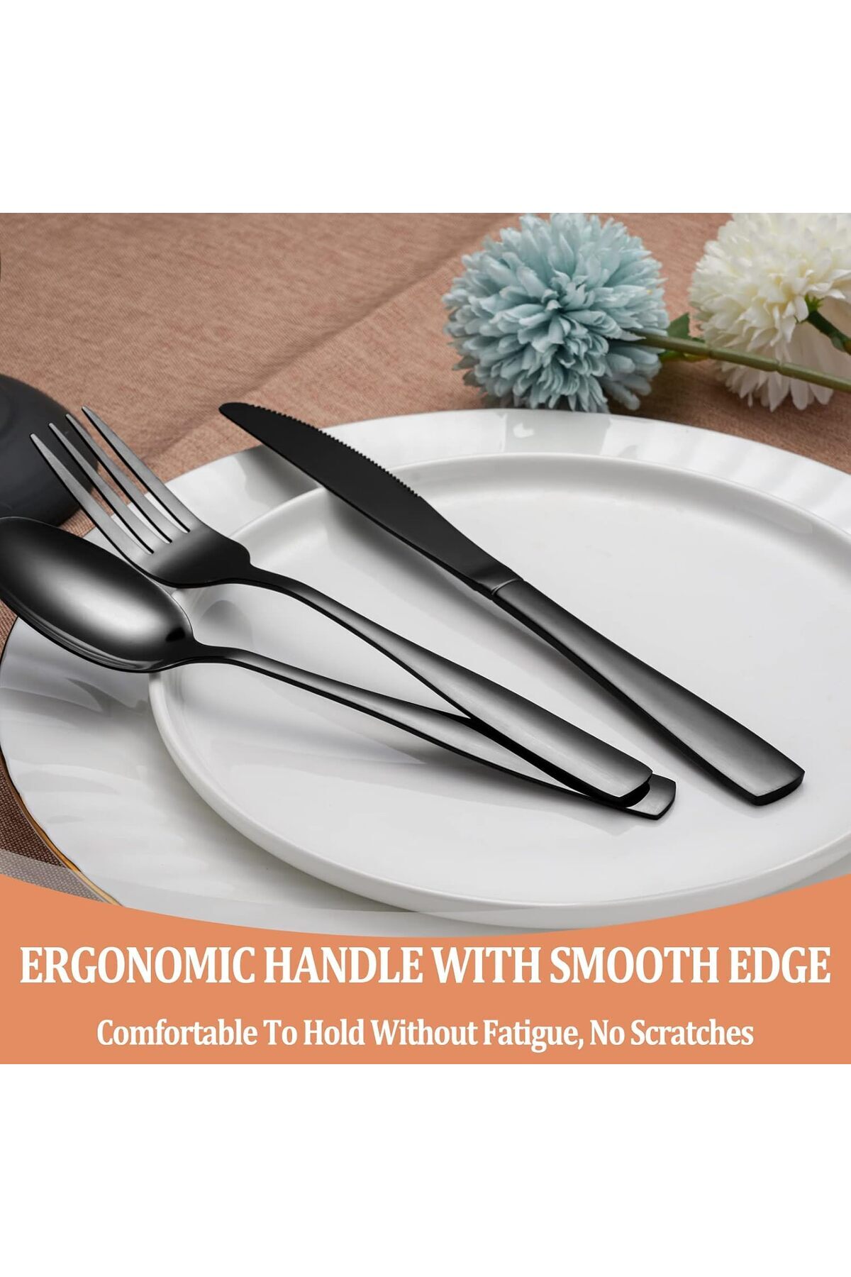 COOYA-20 Pcs Black Silverware Set, Food-Grade Stainless Steel Flatware, for Kitchen 5