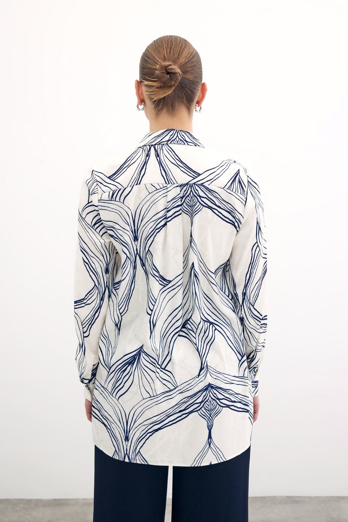 Sateen-Patterned Satin Shirt - Sax Blue 5