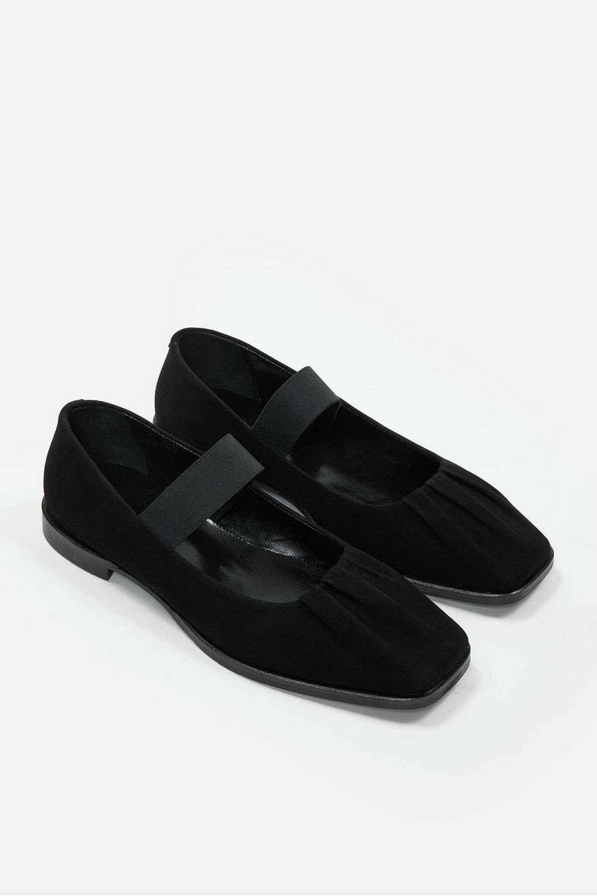 NILUFARR-Jimmy Black Suede Genuine Leather Women's Ballerinas 5