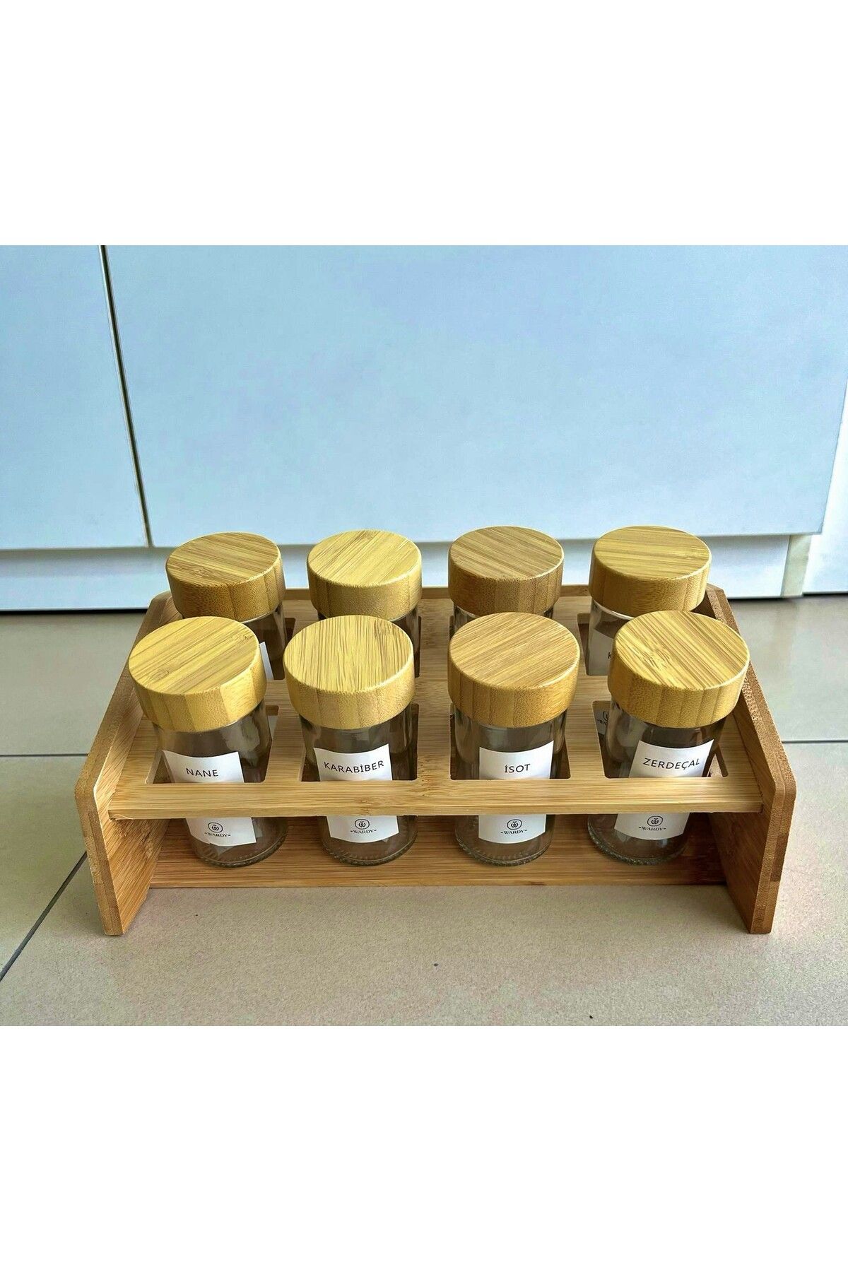 Lizzy-Bamboo 8 Compartment Spice Bowl with Stand 2