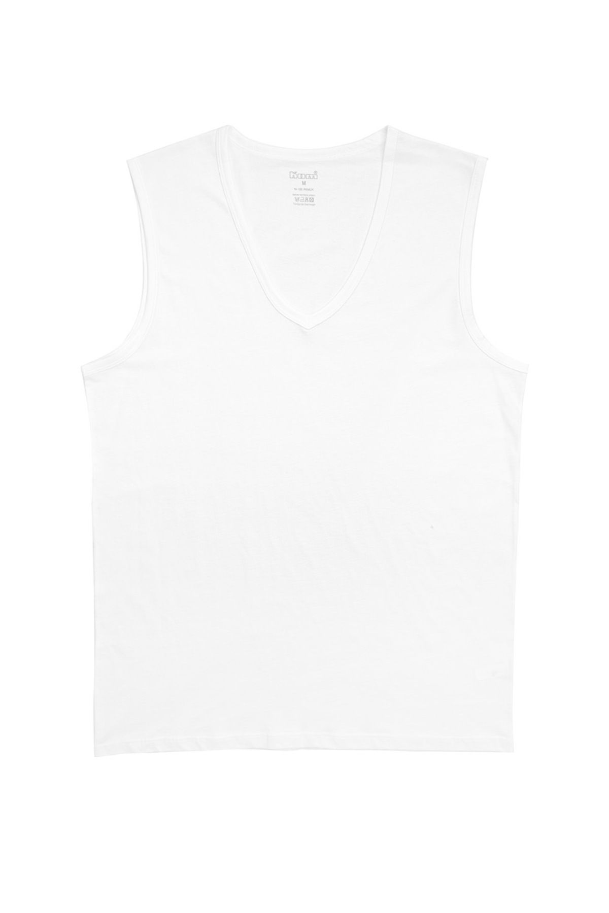 Kom-Men's V-Neck Thick Strap 100% Cotton 4 Pieces Undershirt Lk.01.09.Ll.015 4