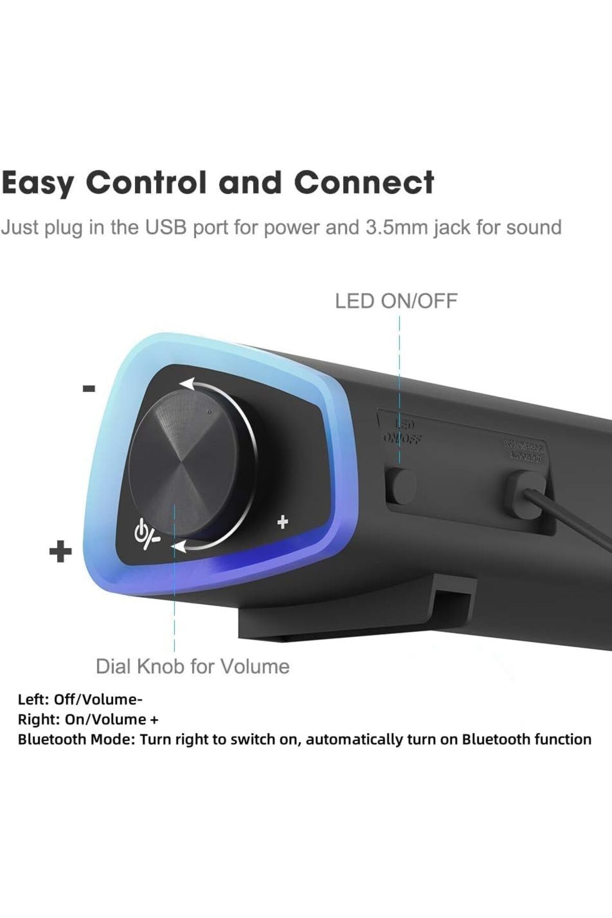 COOYA-Computer Speakers, USB Powered Bluetooth 3D Stereo Surround Sound Box for Computer Smartphone Tablet 3