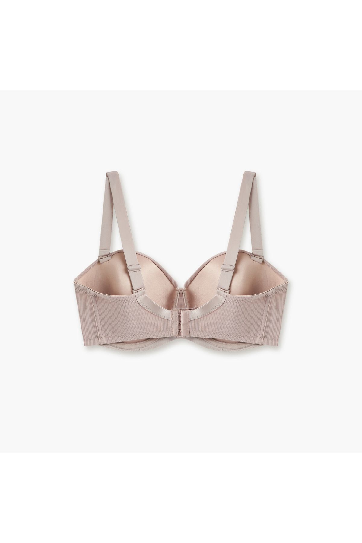 FAV-Ribbed Balconette Bra with Hook and Eye Closure 2