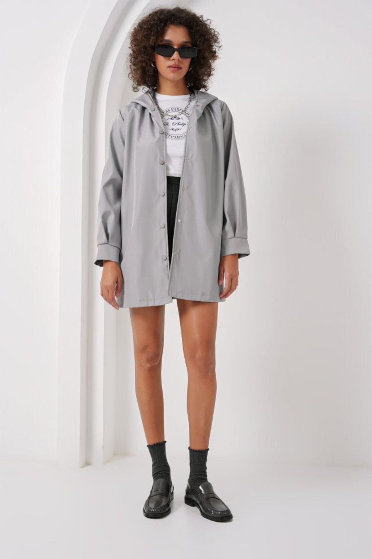 Moka Shopin-Mokashop 5934 Gray Door Trench Coat 2