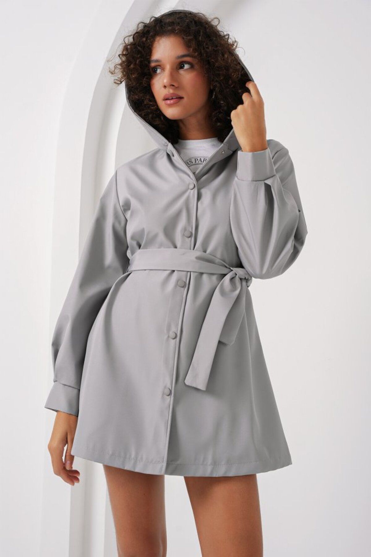 Moka Shopin-Mokashop 5934 Gray Door Trench Coat 3