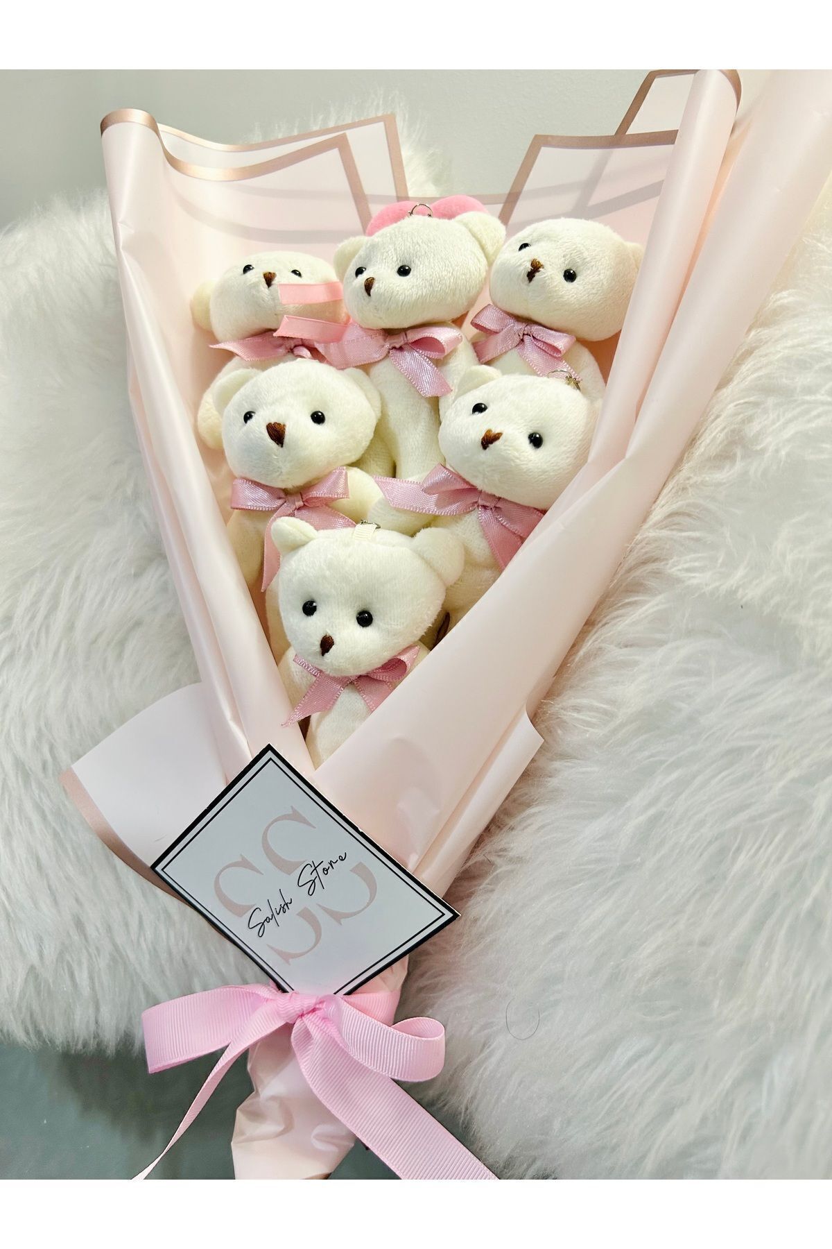 TREND Salish Pembe Ayıcık Buketi Yıldönümü Doğum Günü Sevgililer Günü Hediyesi Hoşgeldin Bebek Hediyesi fotoğrafı 2 (önizleme)