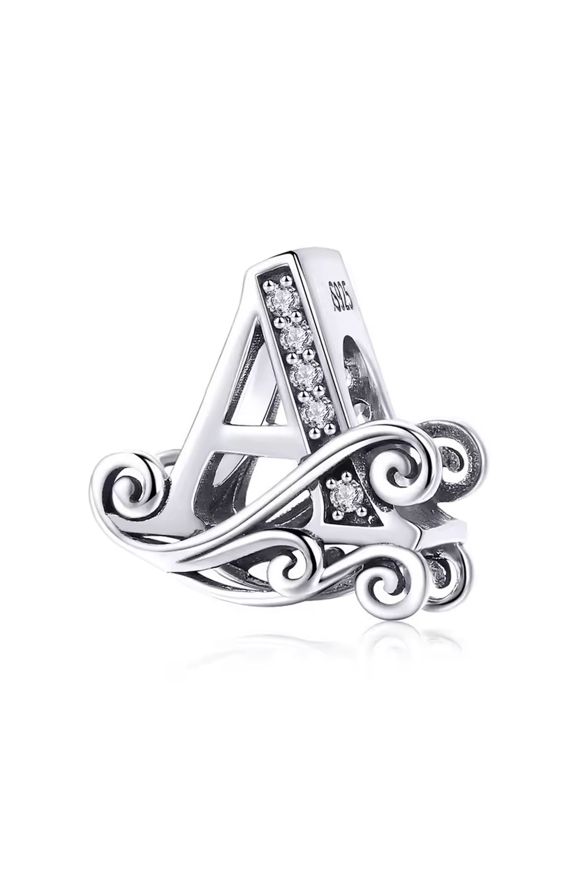Fubena-Wavy Patterned a Stone Letter Charm 1