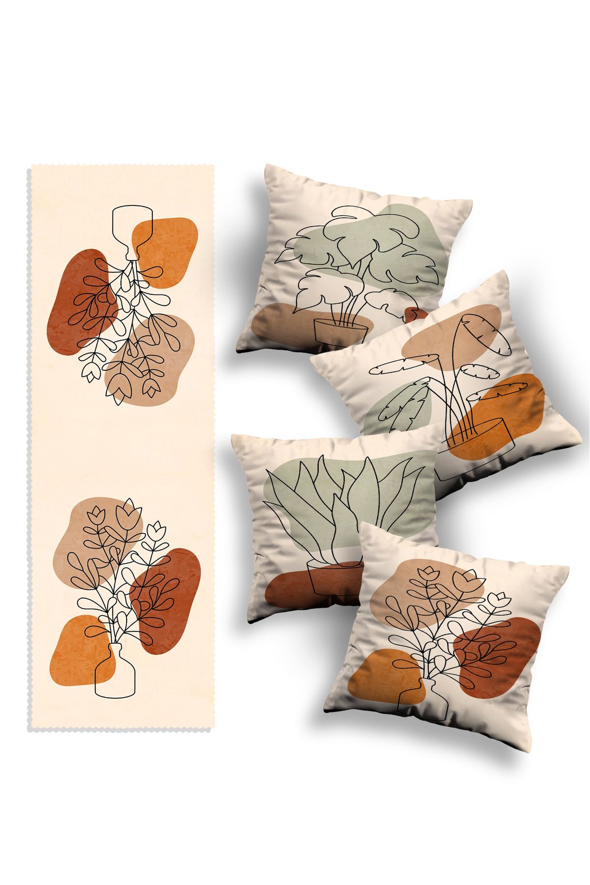 Skhome-Special Design Single Throw Pillow Cover and Runner Set (K-153-R154) 1