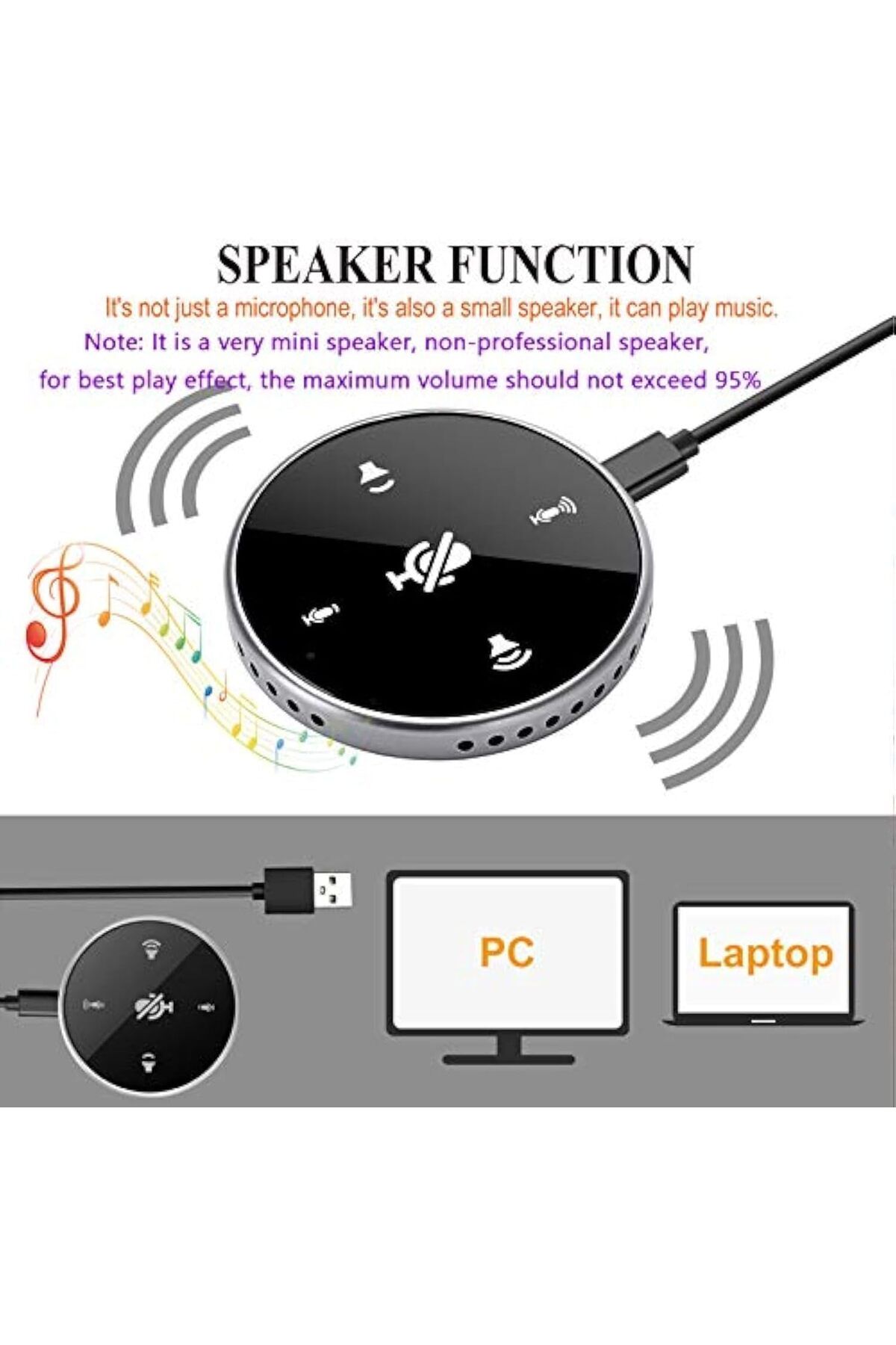 COOYA-Conference Speakerphone, USB Microphone, with Touch-Sensor to Mute/Volume, for Meetings, Interviews 3