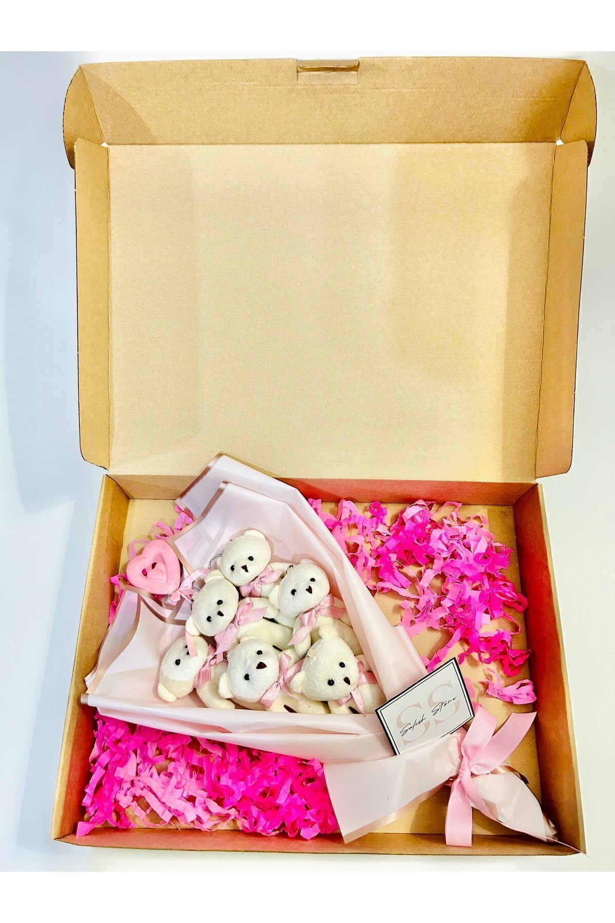 TREND Salish Pembe Ayıcık Buketi Yıldönümü Doğum Günü Sevgililer Günü Hediyesi Hoşgeldin Bebek Hediyesi fotoğrafı 4 (önizleme)