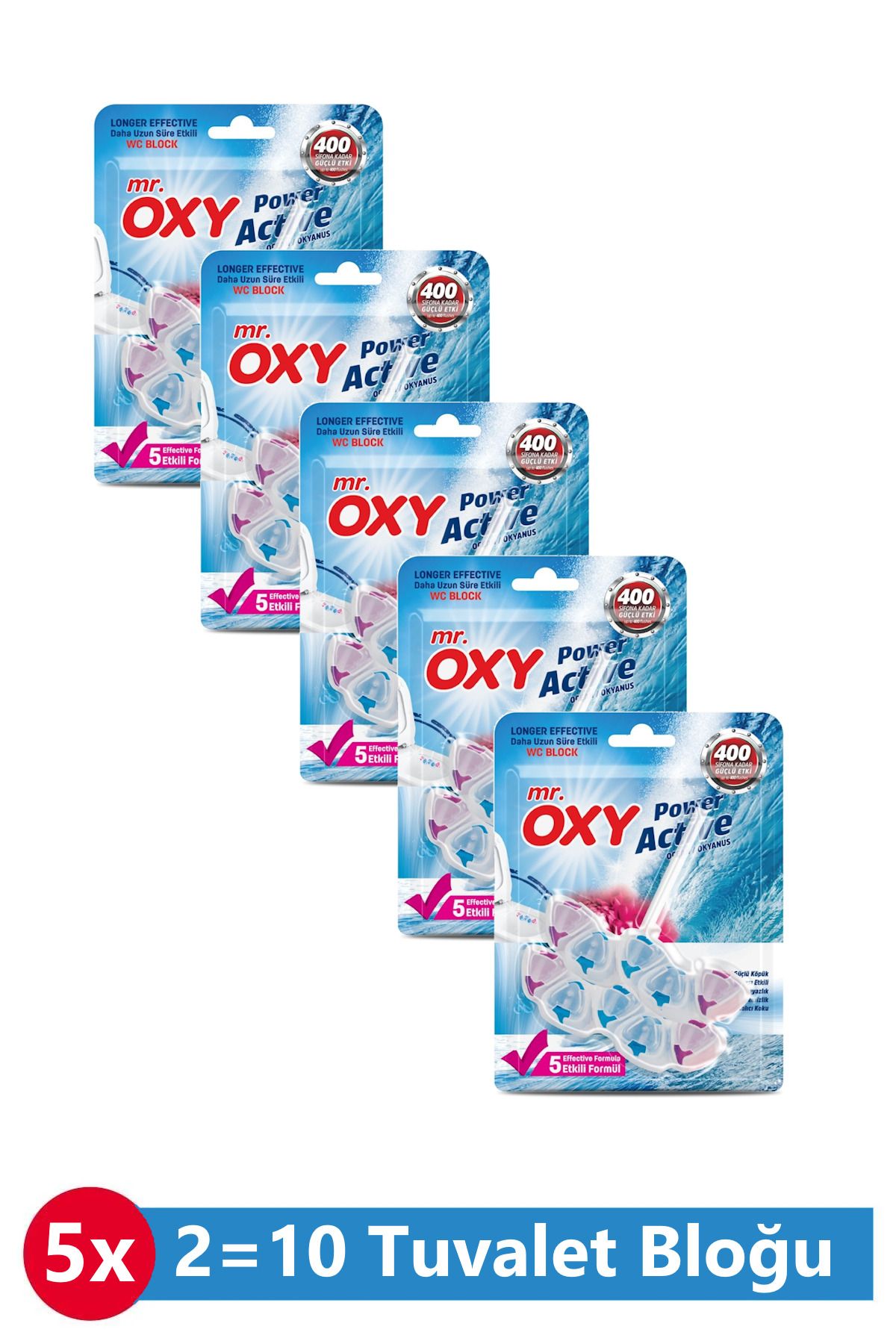 MR.OXY Katı Tuvalet Bloğu 2'li (2x50 gr) Okyanus x 5 Adet