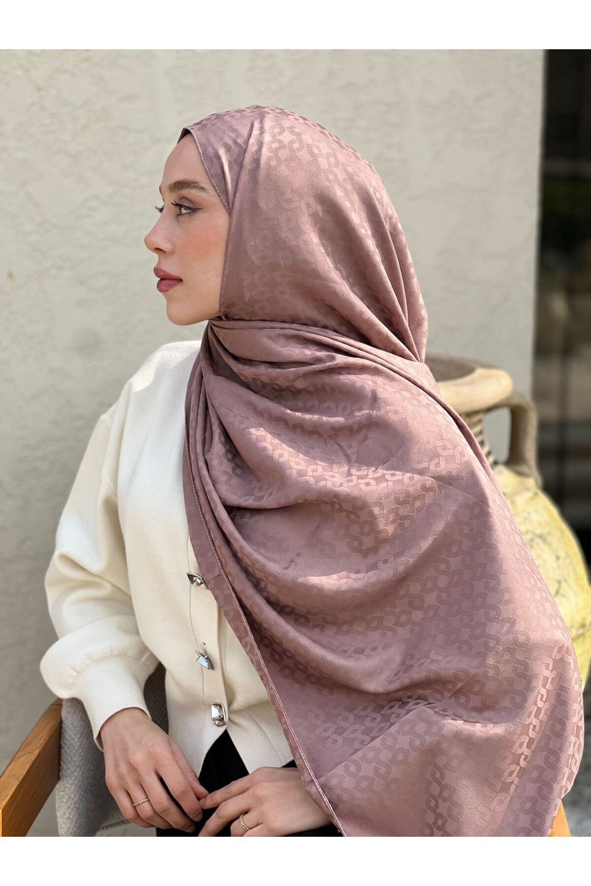 Modakaşmir-Şal cu model Linn din seria Jacquard mătăsos 2