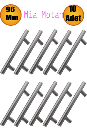 NUBLADO (10 Adet) Mia Motan 96 mm İnox Metal Mobilya Mutfak Çekmece Dolap Dol...