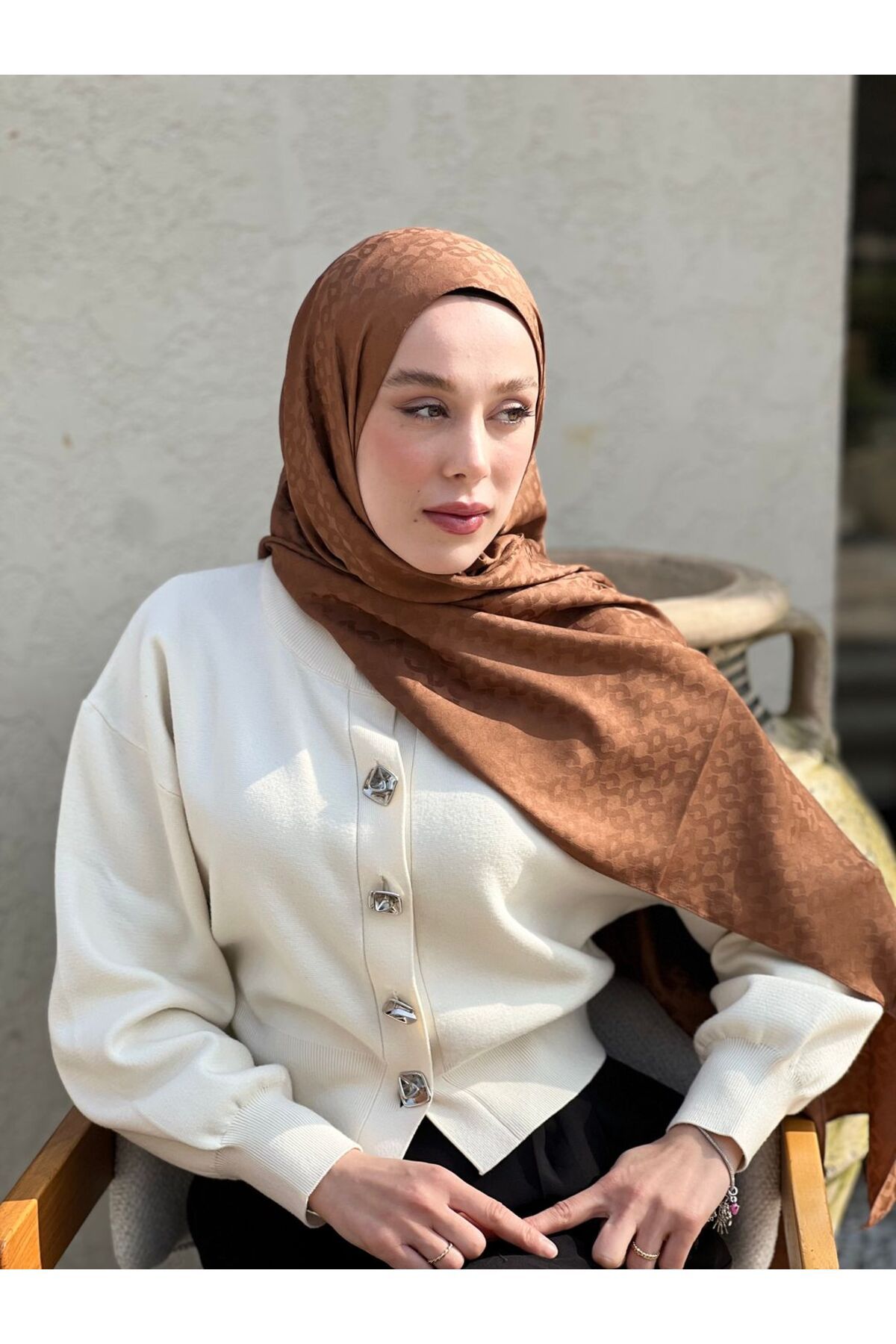 Modakaşmir-Silky Jacquard Series Linn Pattern Shawl 3
