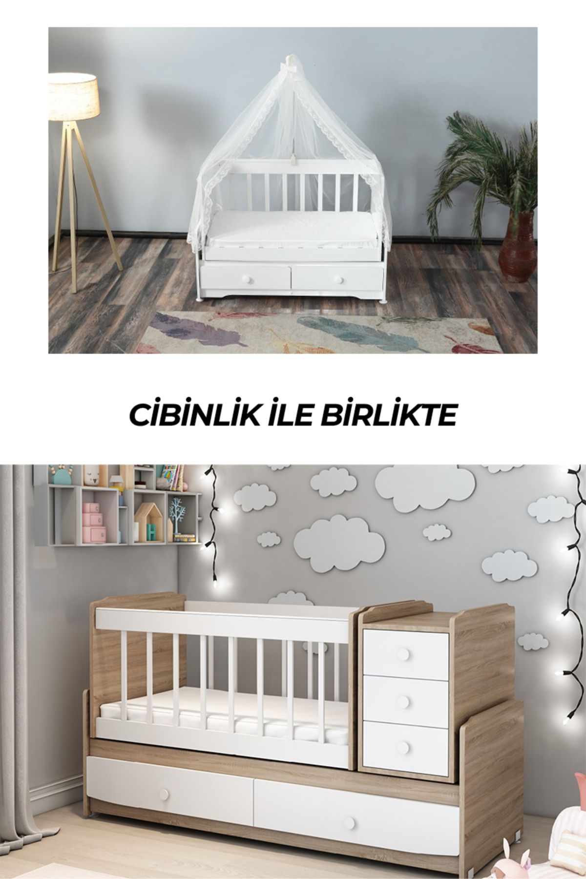 PATİKO FURNİTURE MS 290 SONOMO CİBİNLİKLİ BÜYÜYEBİLEN BEŞİK