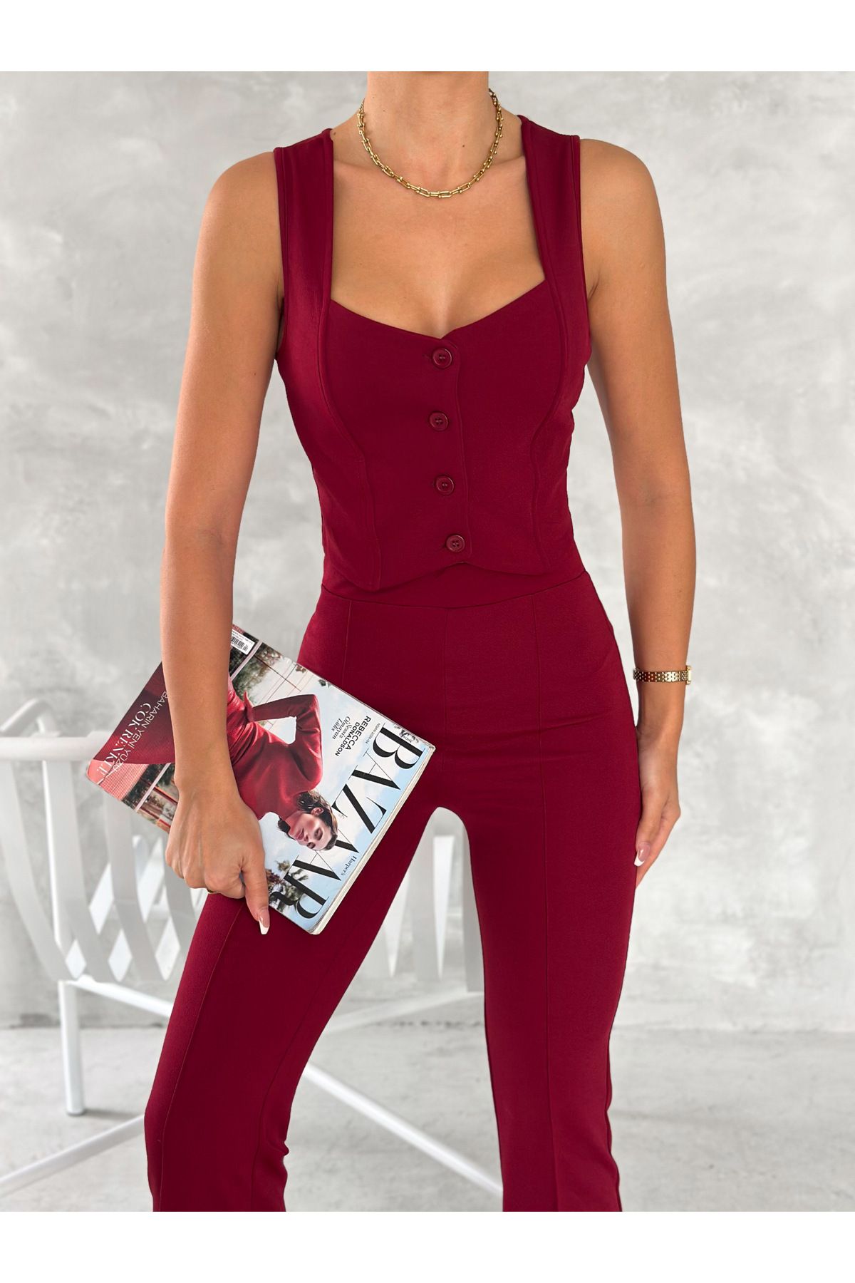 Cistern İstanbul-Women's Jacquard Vest Suit 3