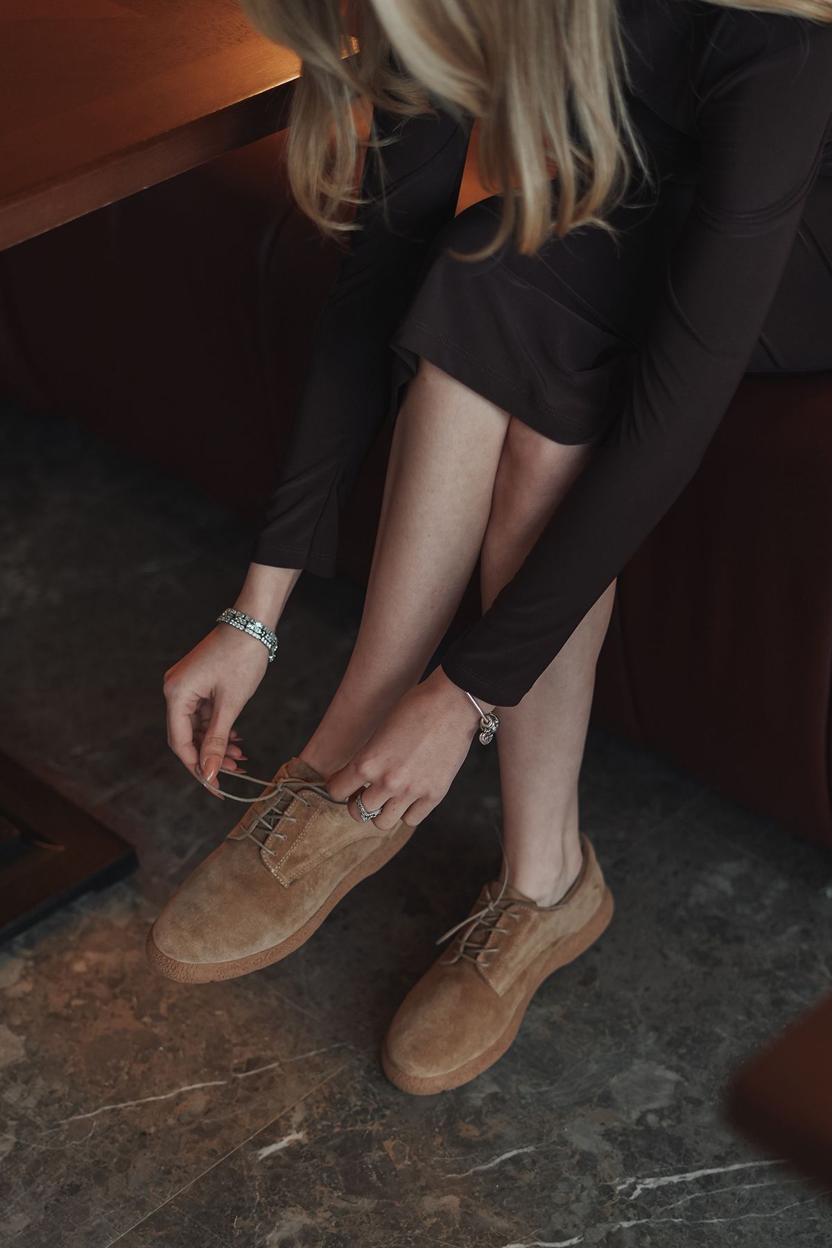 Marjin-Damen-Oxford-Schuhe aus echtem Leder, Schnür-Freizeitschuhe, Allen-Wildleder 3