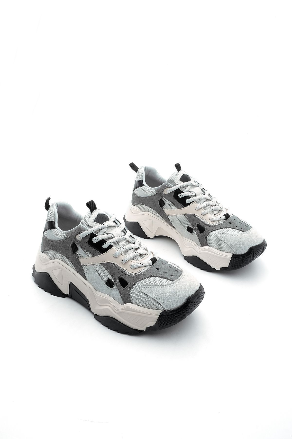 Marjin-Trampki damskie na wysokiej podeszwie - sznurowane buty sportowe Edisa, szare buty do biegania 5