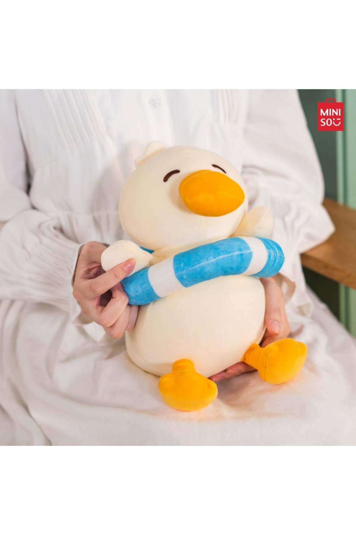 Miniso-Diving Duck Series Stuffed Duck with Swim Ring - 24cm 3