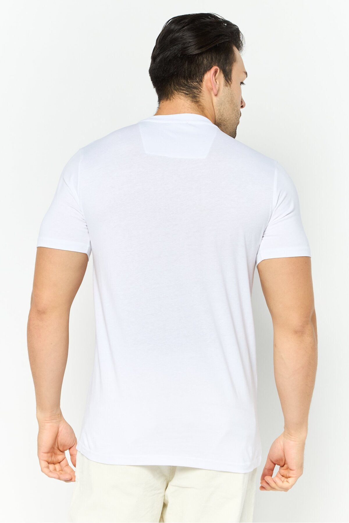 Cavalli Class-Men Round Neck Short Sleeve Graphic Print T-Shirt, White 4