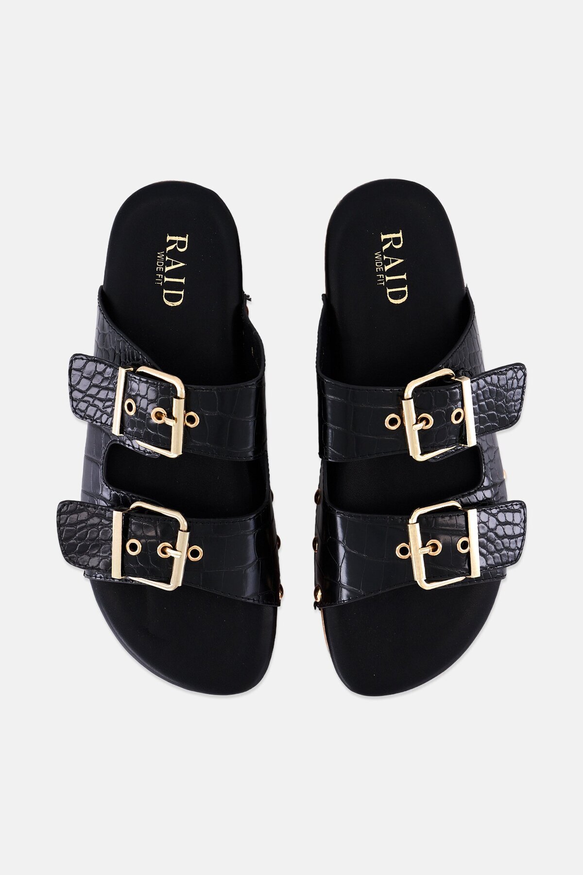 Raid-Women Wide Fit Adjustable Buckle Closure Sandal, Black 3