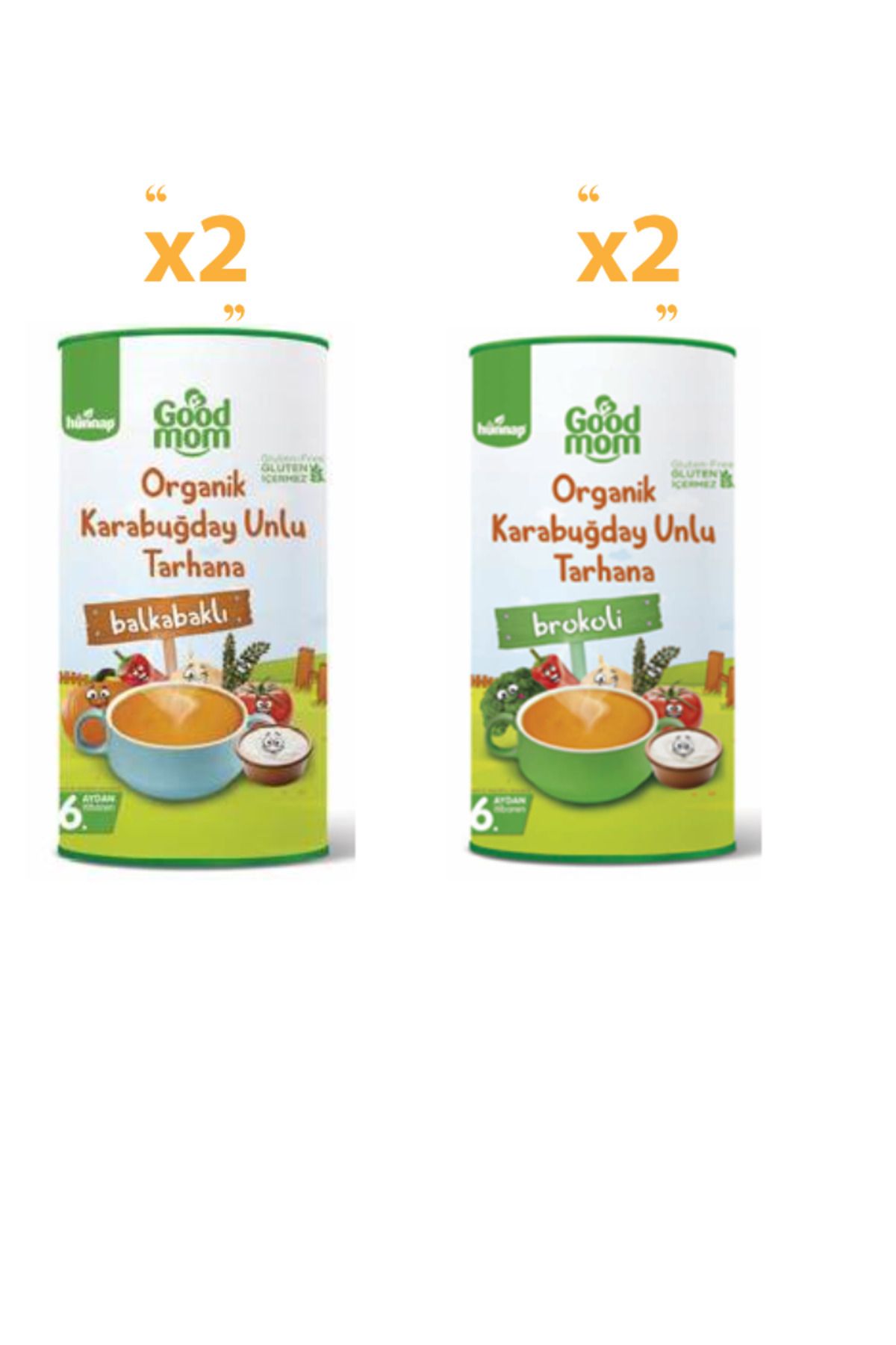 Hünnap GOODMOM ORGANİK KARABUĞDAY UNLU TARHANA 200 GR ( BALKABAKLI 2 ADET- BROKOLİ 2 ADET )