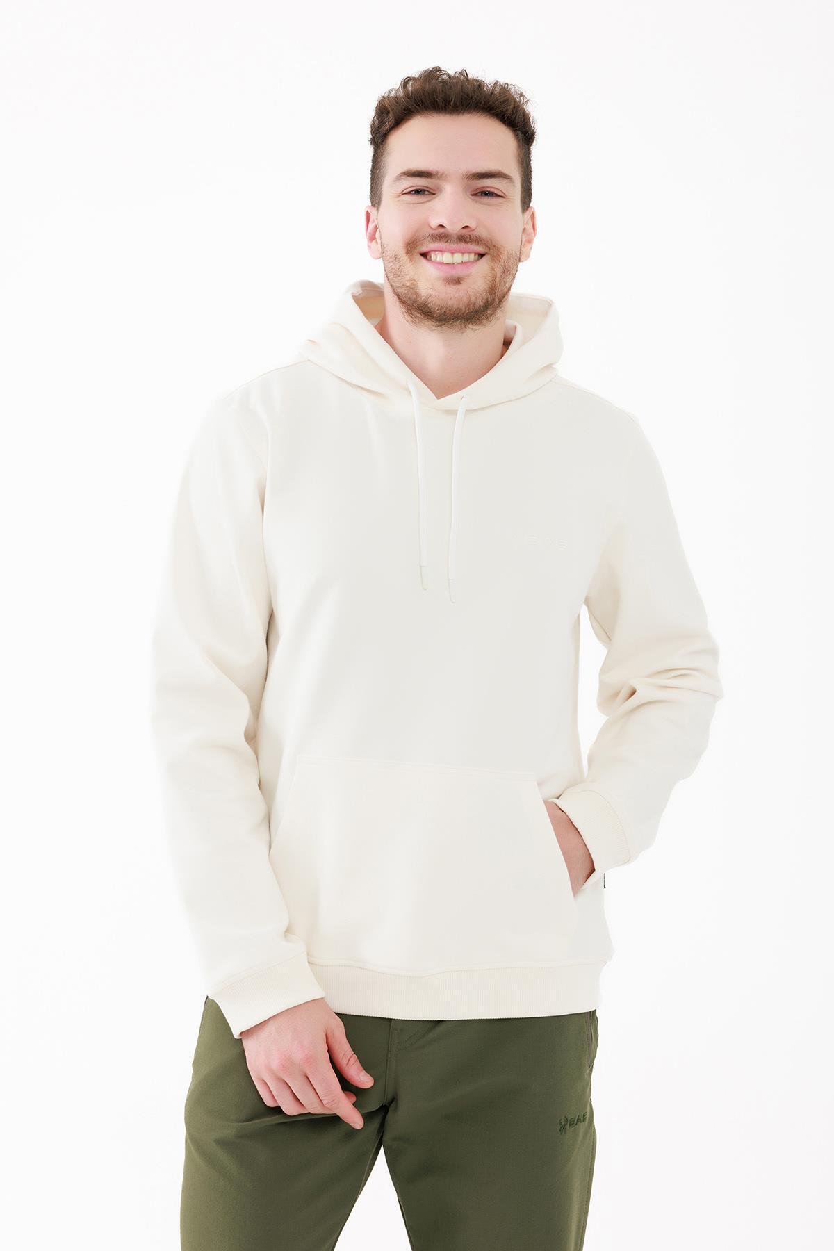 2AS-Oliver Men's White Hooded Crew Neck Sweatshirt 3