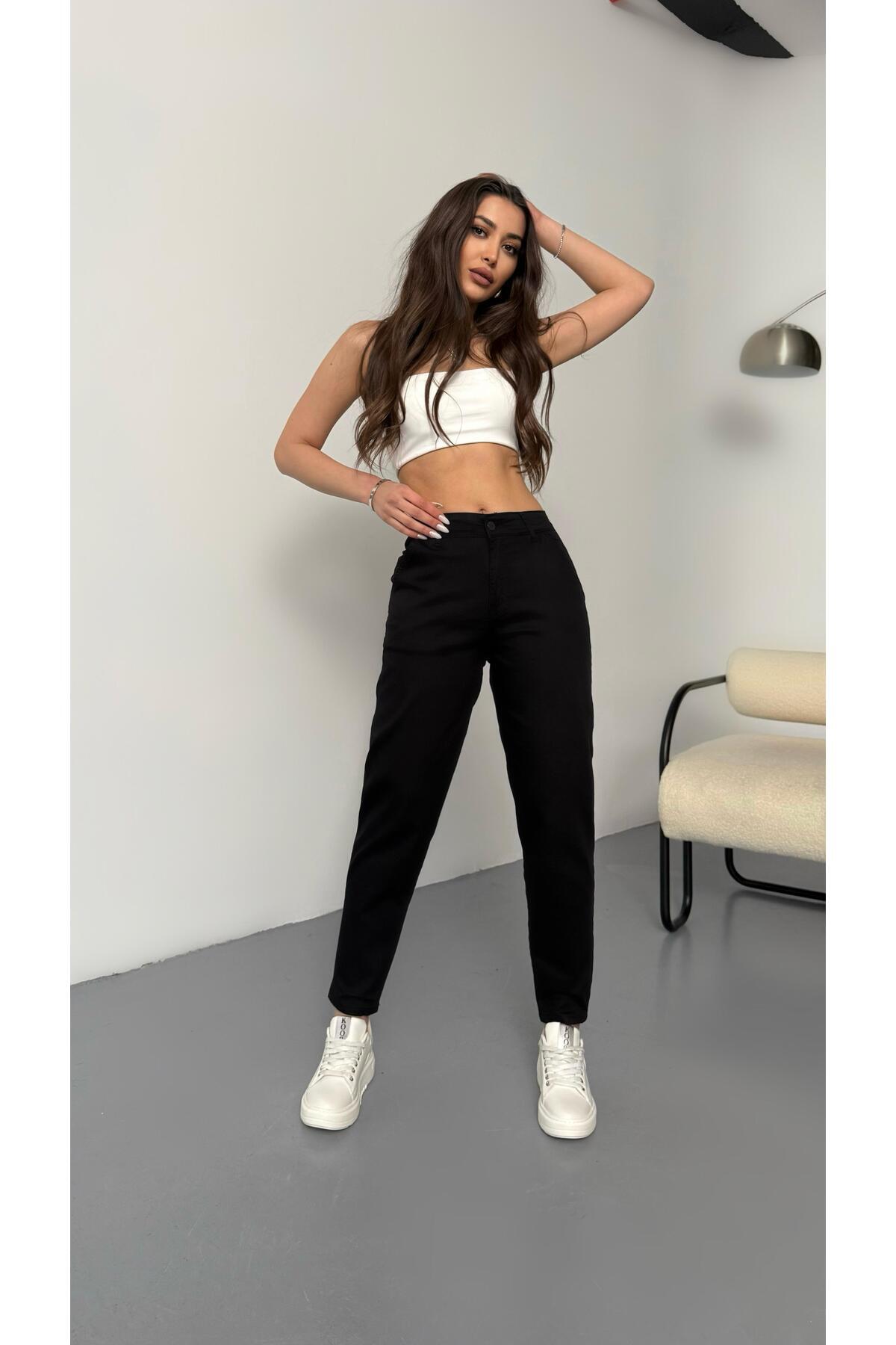 BİKELİFE-Damen-Mom-Hose aus Lycra/Stretch mit hoher Taille 6
